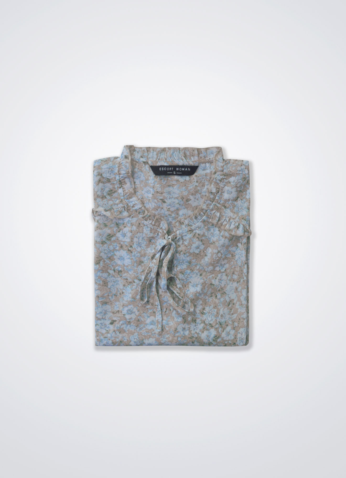 Apricot-Illusion by Floral Printed Blouse