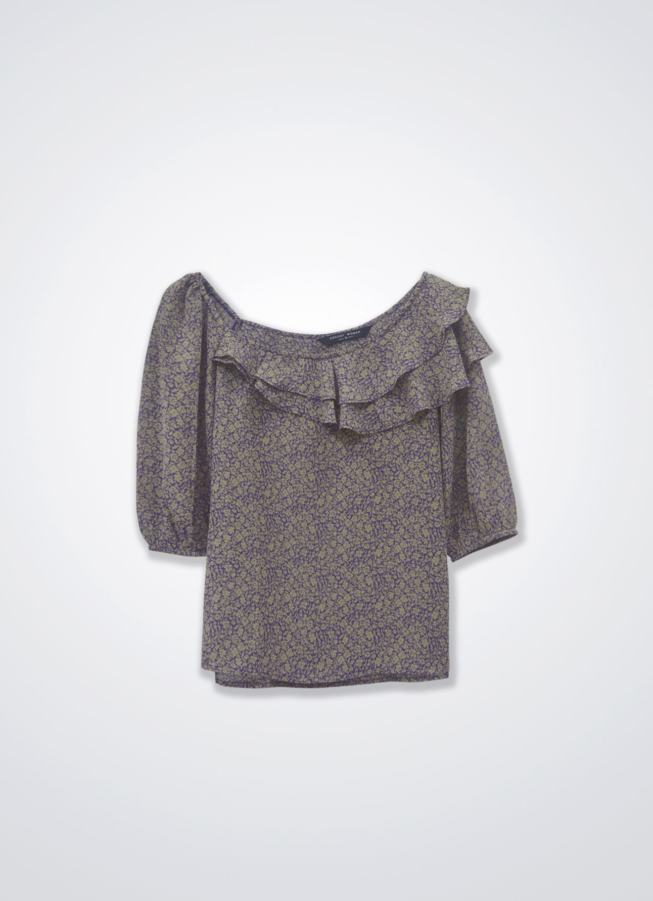 Chinese-Violet by Pleated Blouse