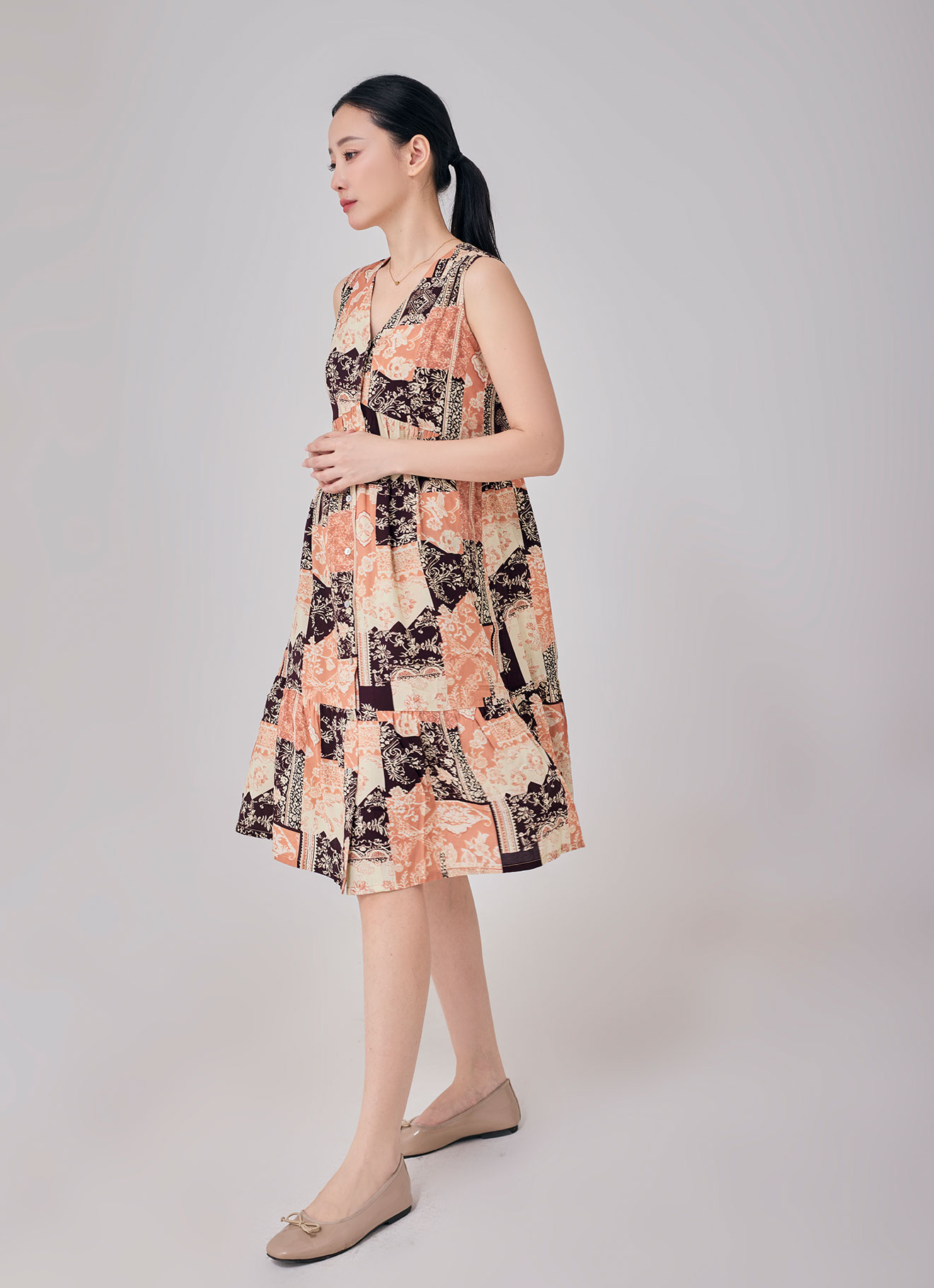 Coral-Gold by Sleveless Dress