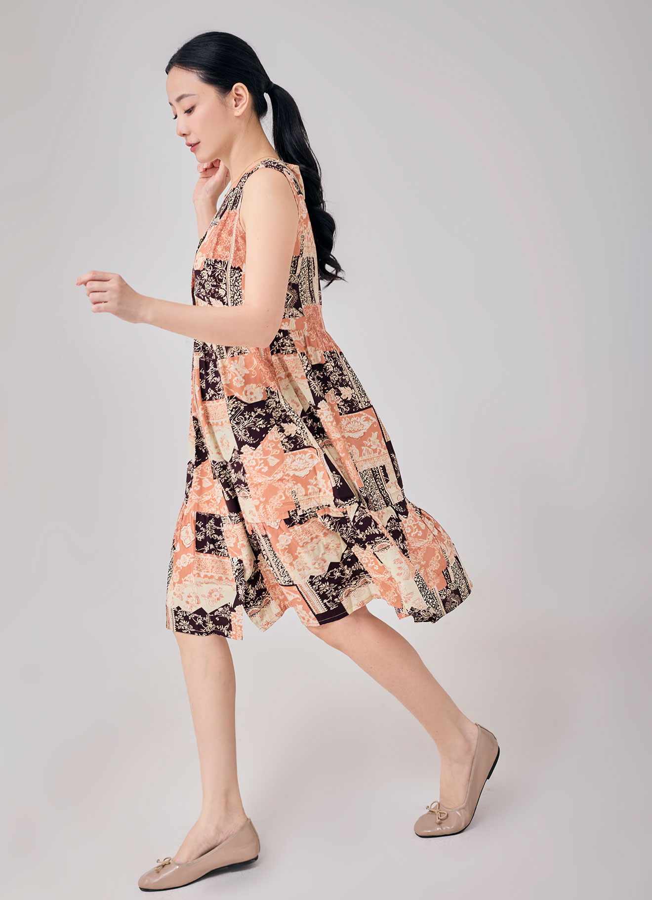 Coral-Gold by Sleveless Dress