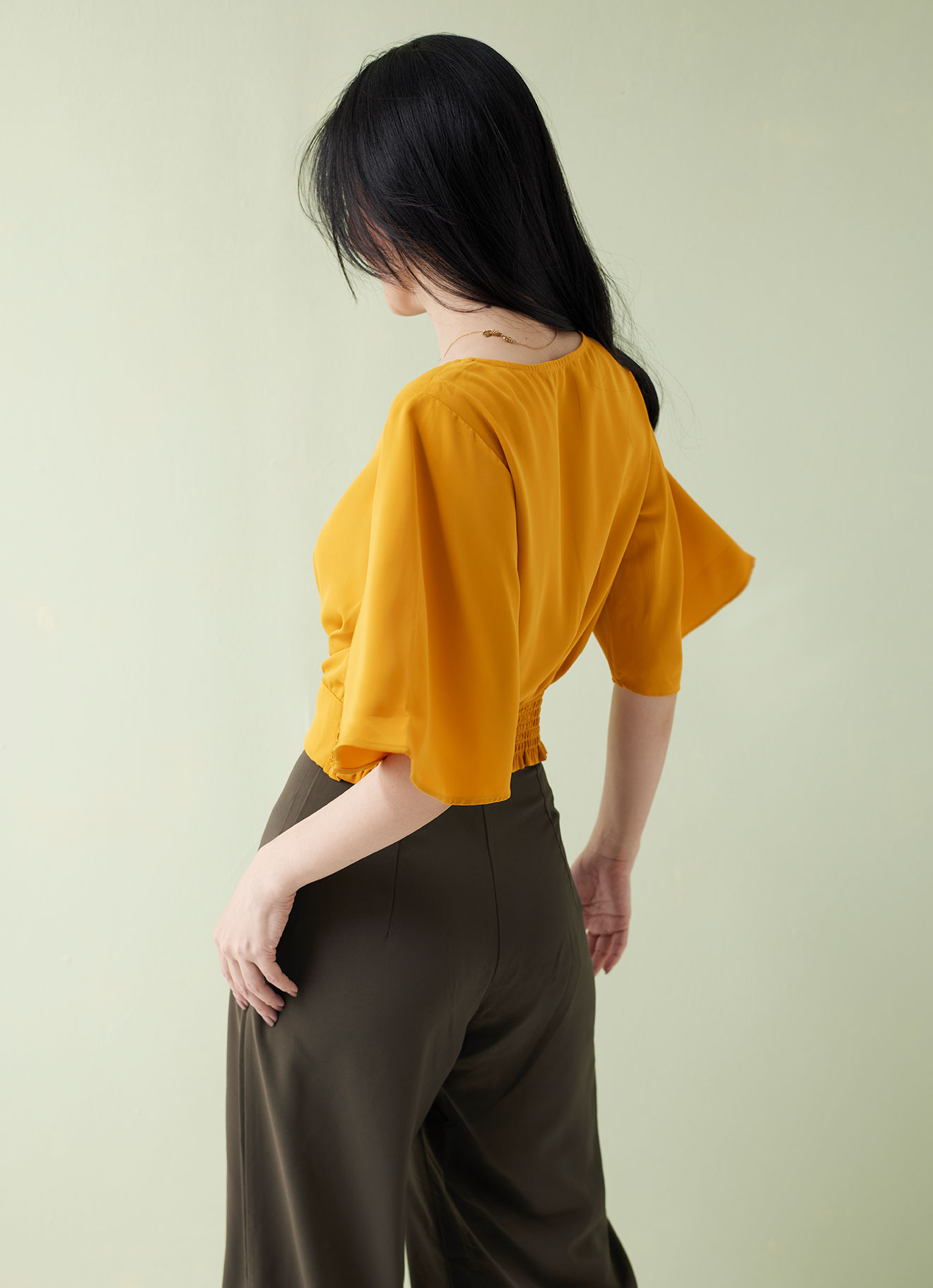 Golden-Glow by V-Neck Blouse