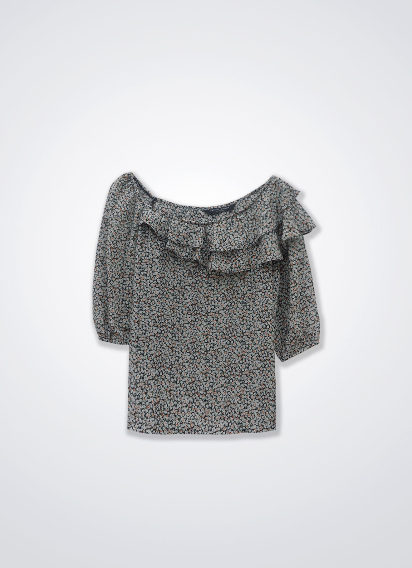 Jet-Black by Pleated Blouse