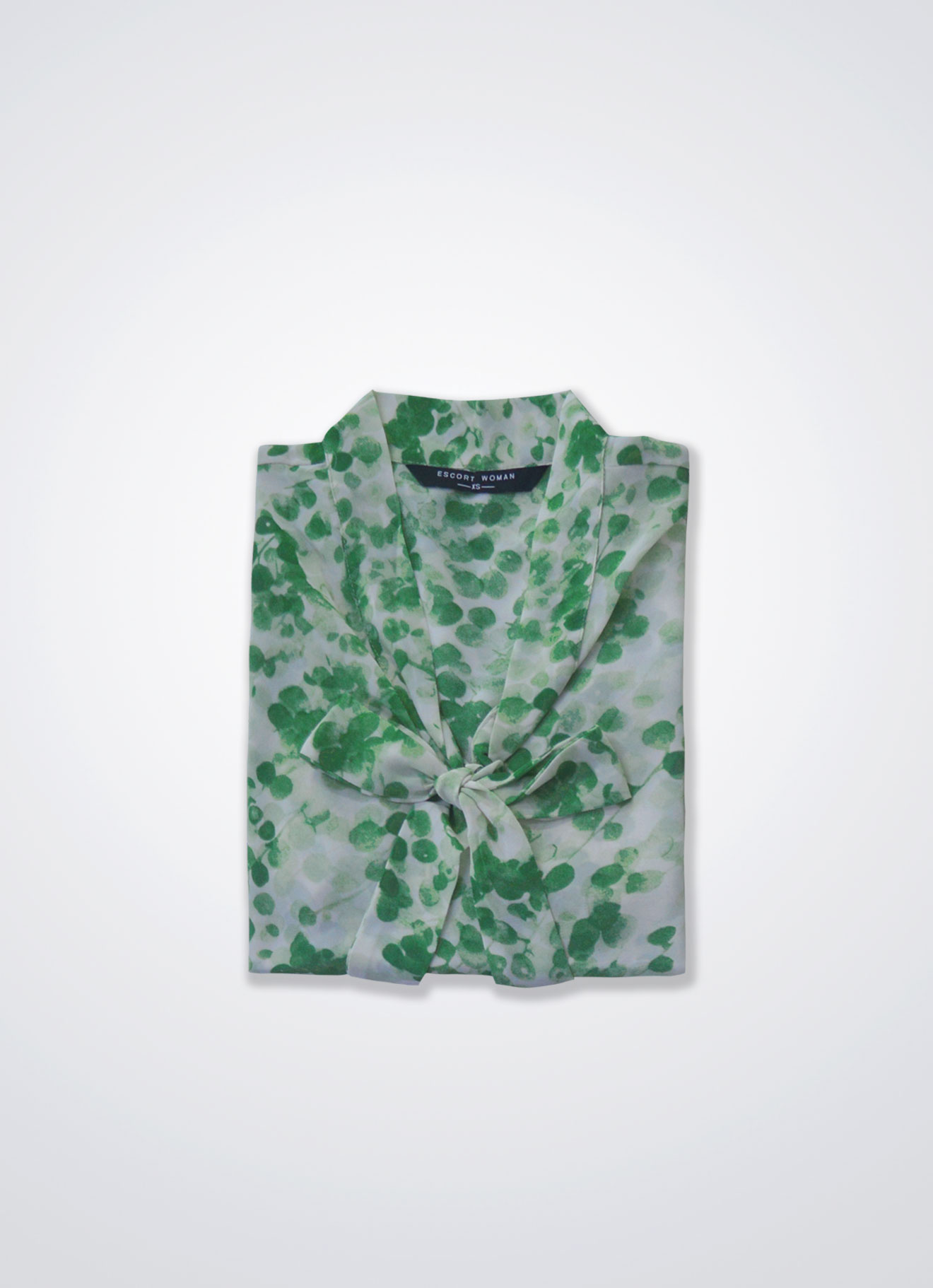 Kelly-Green by Printed Blouse