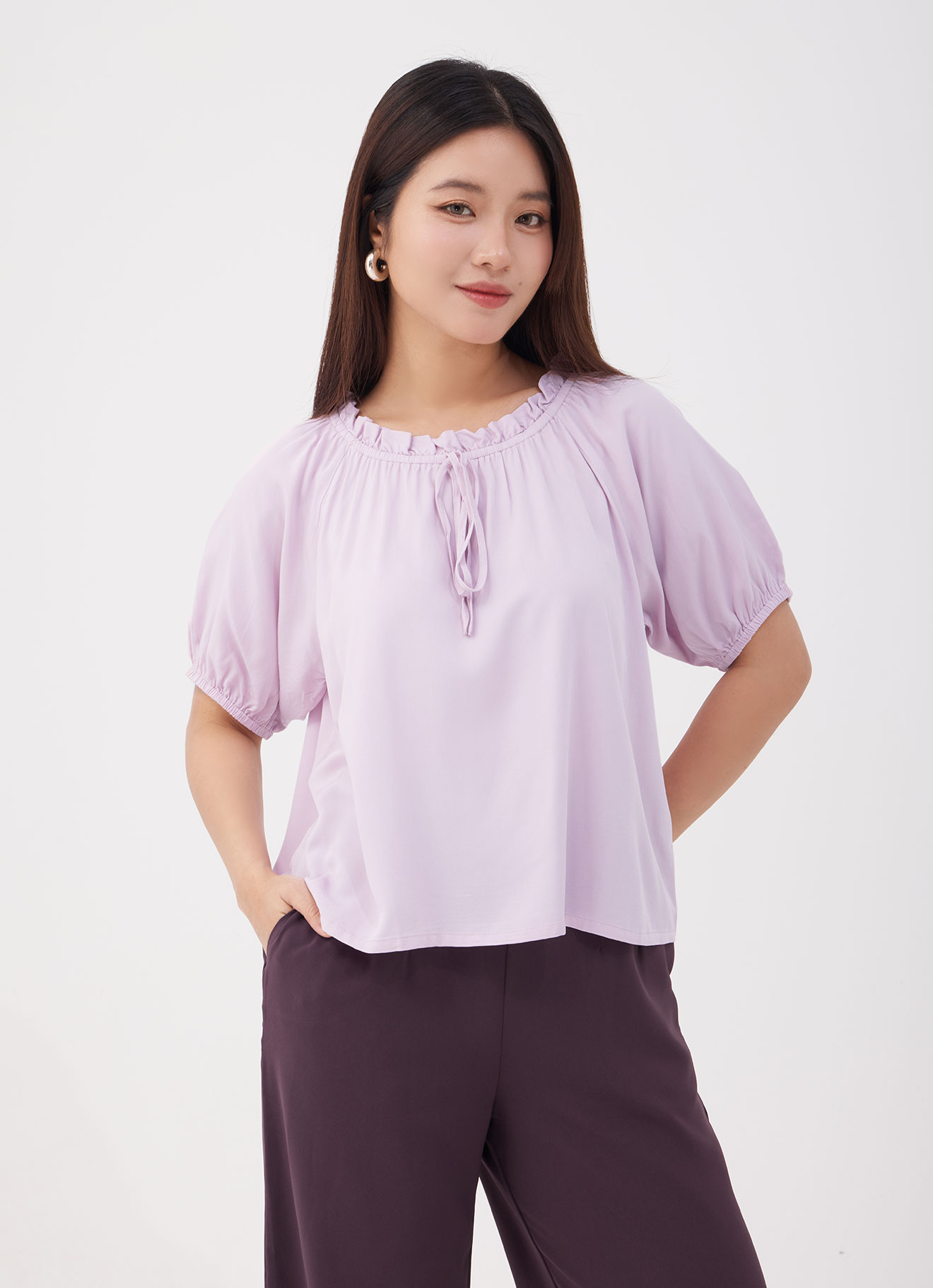 Lilac-Snow by Sleeve Blouse
