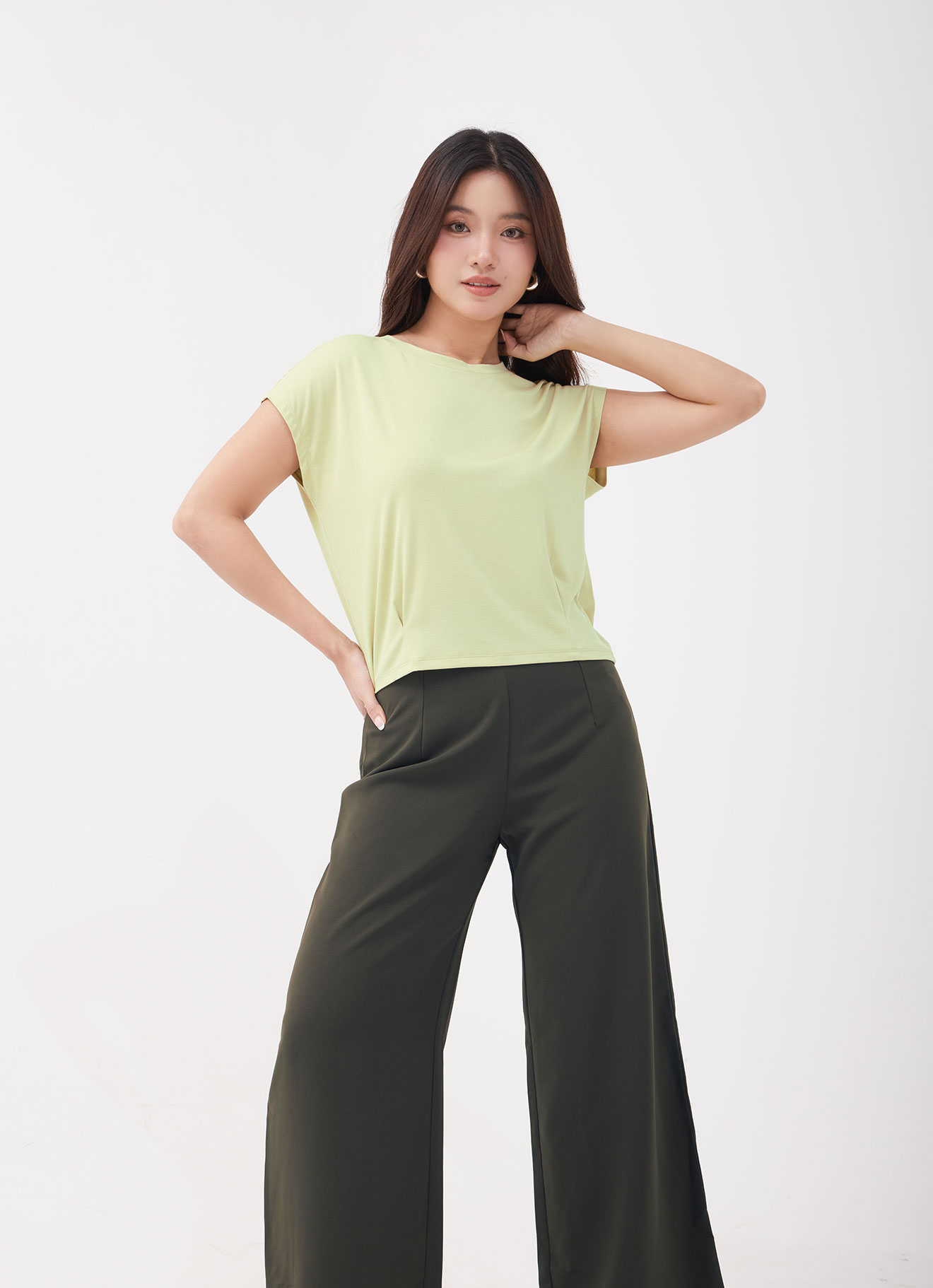 Mellow-Green  by Sleeve Blouse
