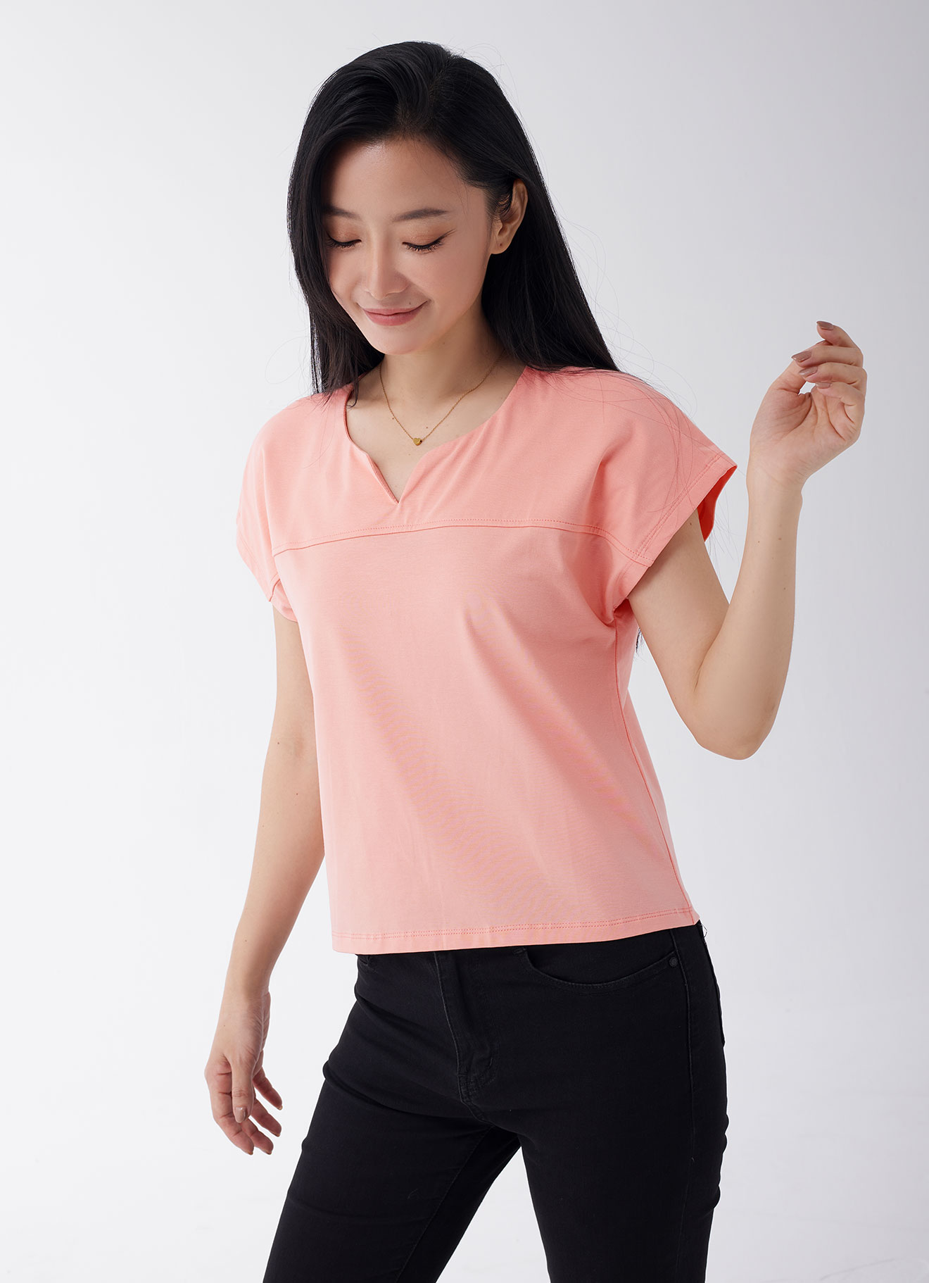 Peach-Pearl by Sleeve Top