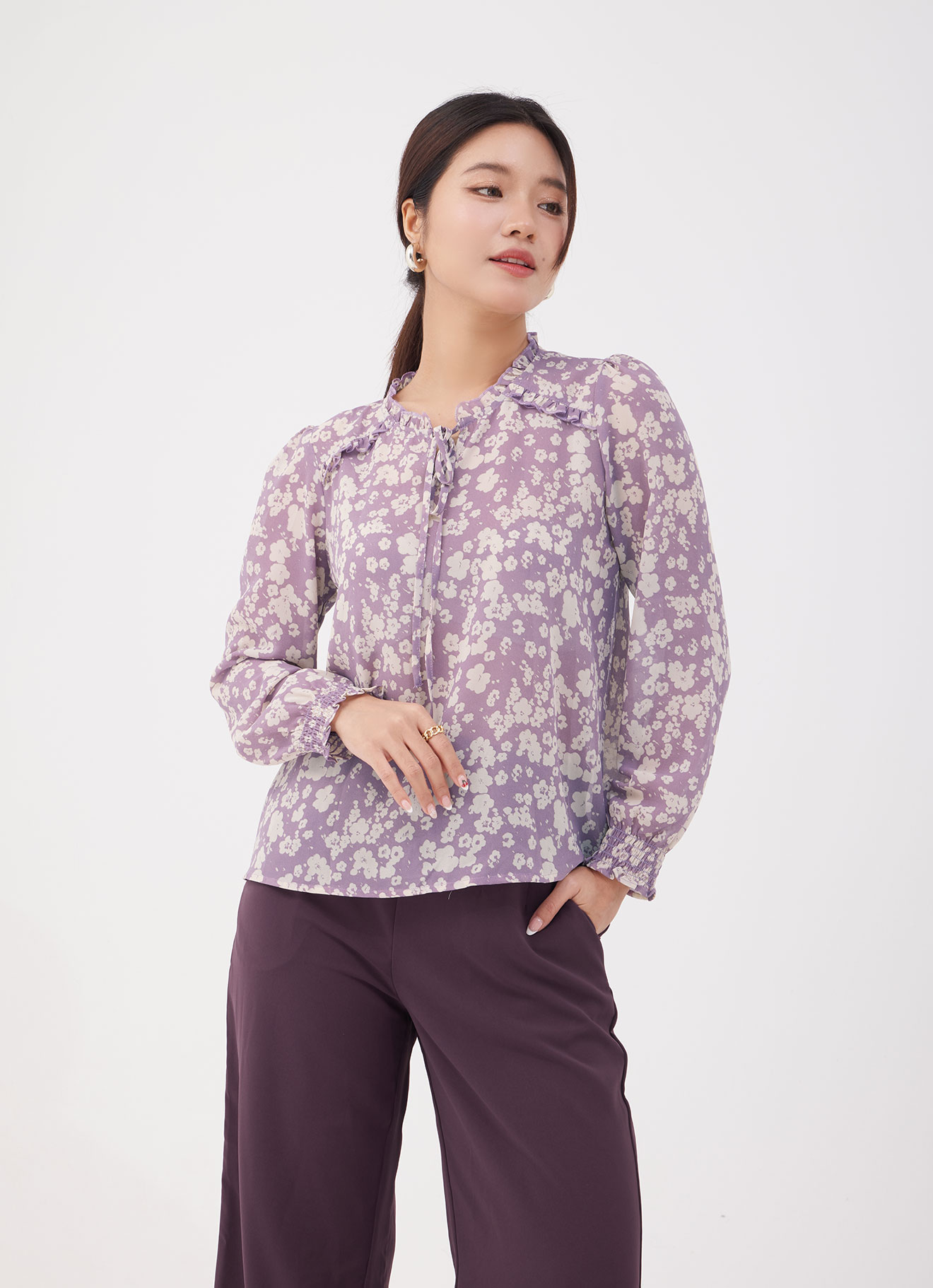 Sea-Fog by Floral Printed Blouse