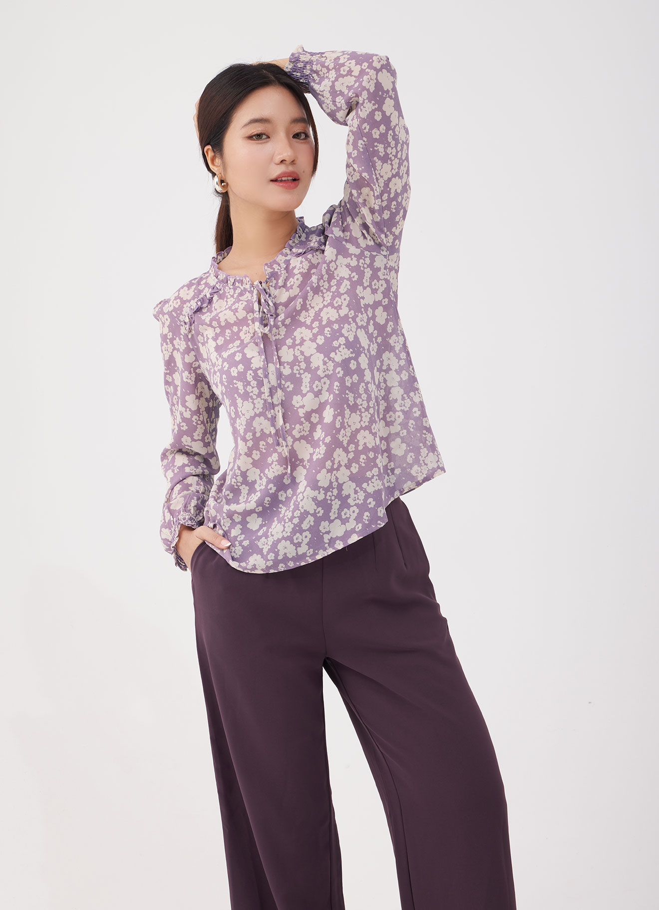 Sea-Fog by Floral Printed Blouse