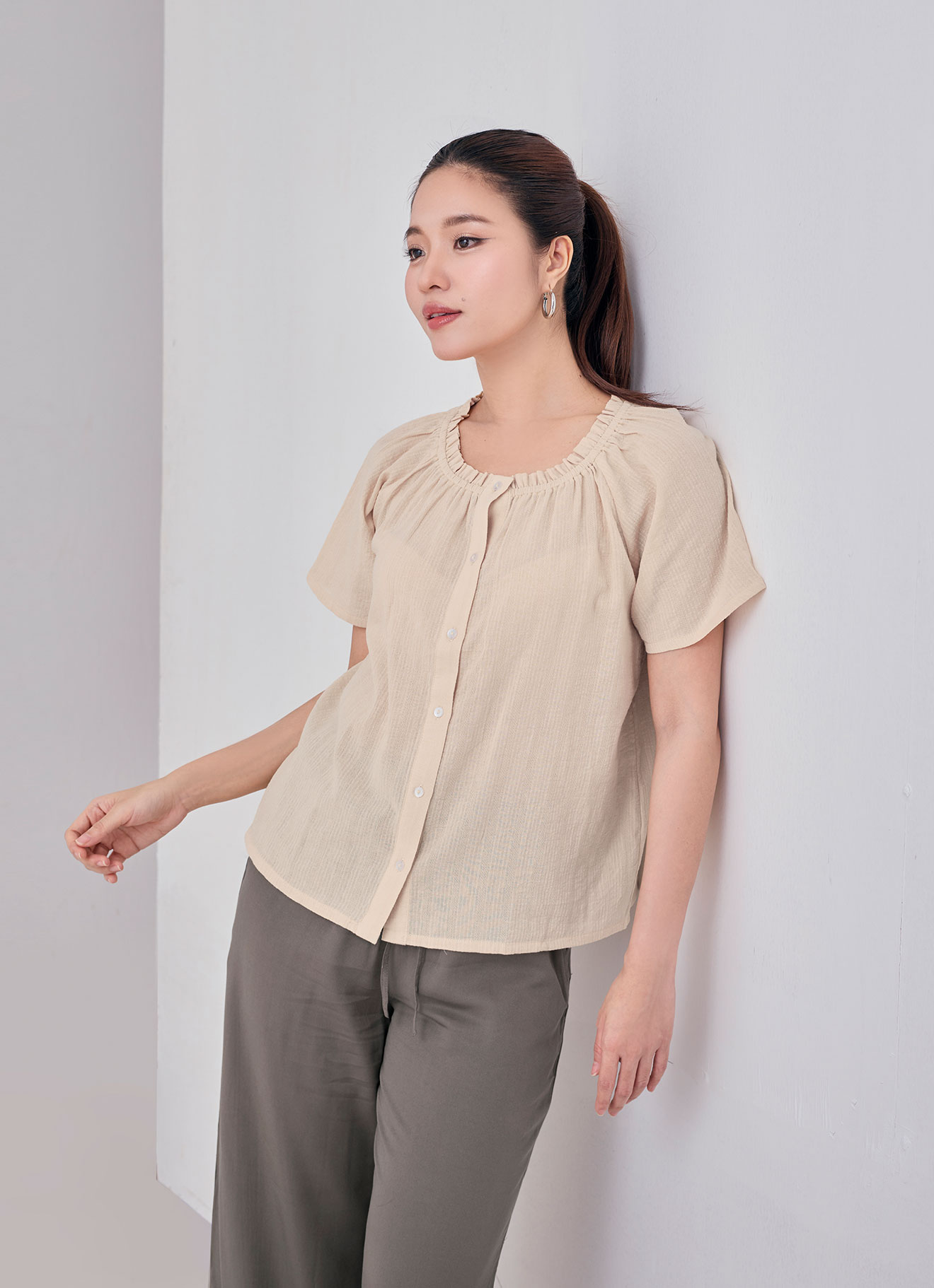 Alabaster-Gleam by Sleeve Blouse