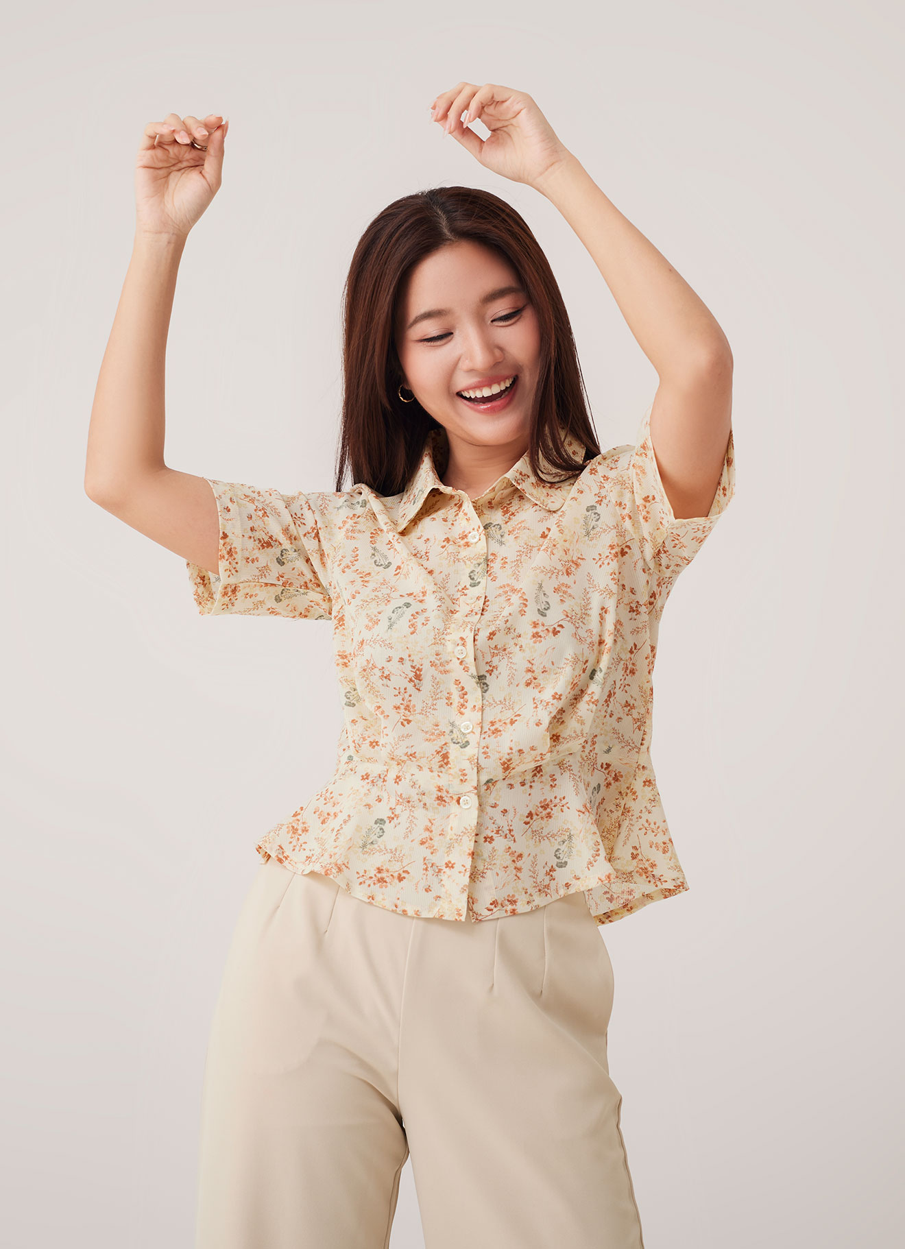 Amber-Brown  by Sleeve Blouse