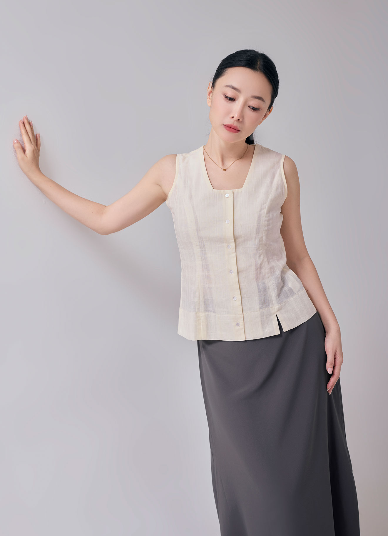 Antique-White  by Sleeveless Blouse