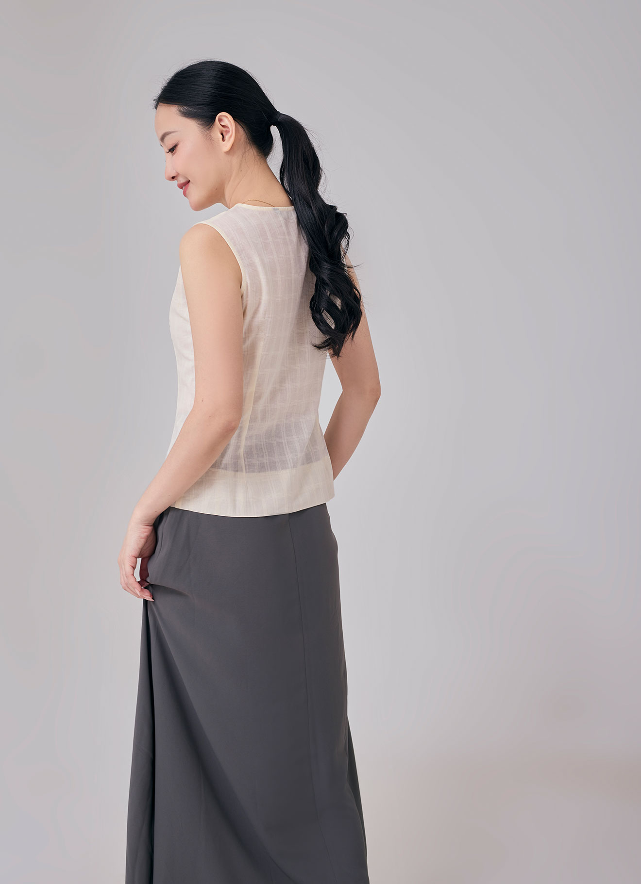 Antique-White  by Sleeveless Blouse