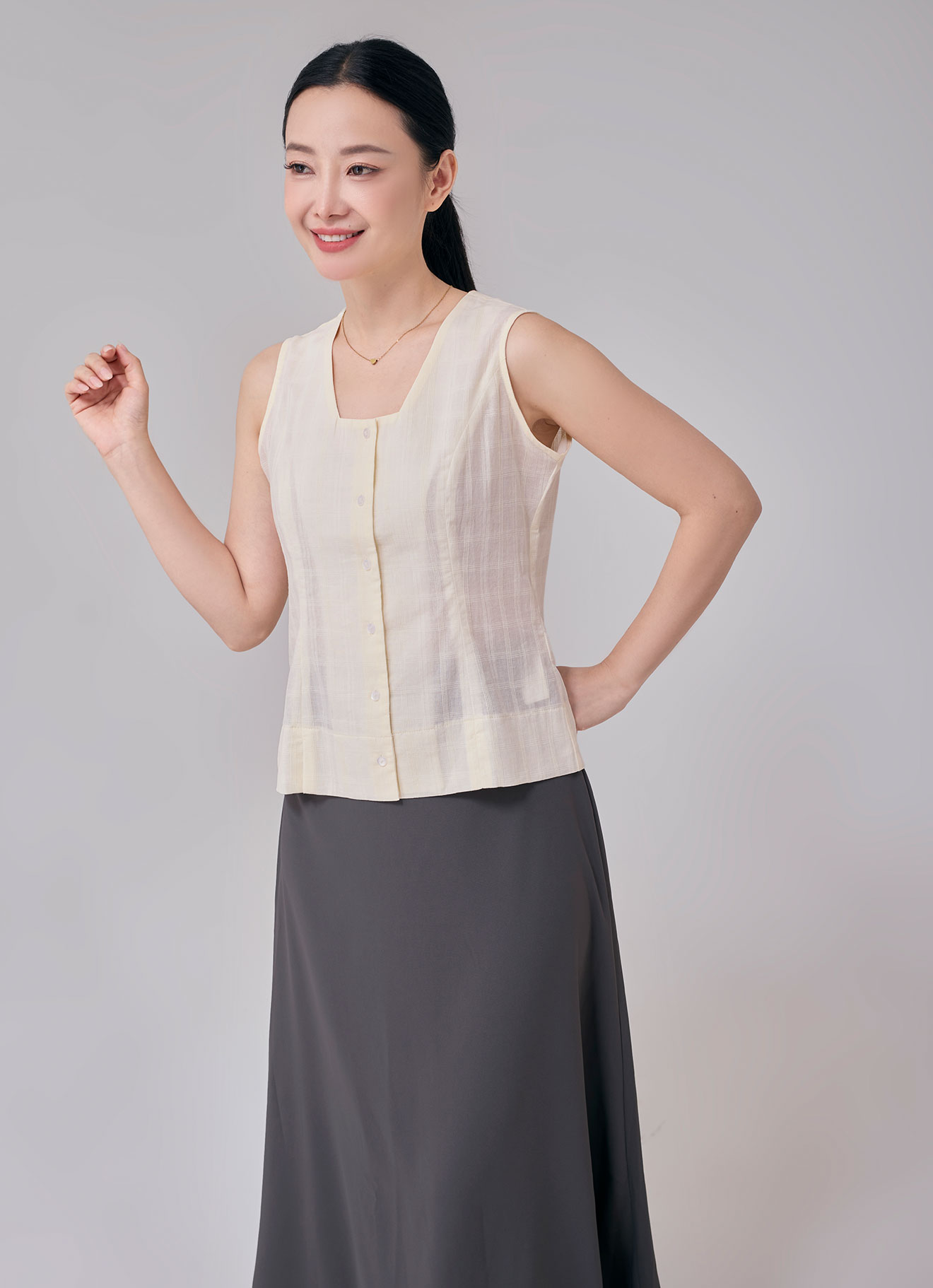 Antique-White  by Sleeveless Blouse