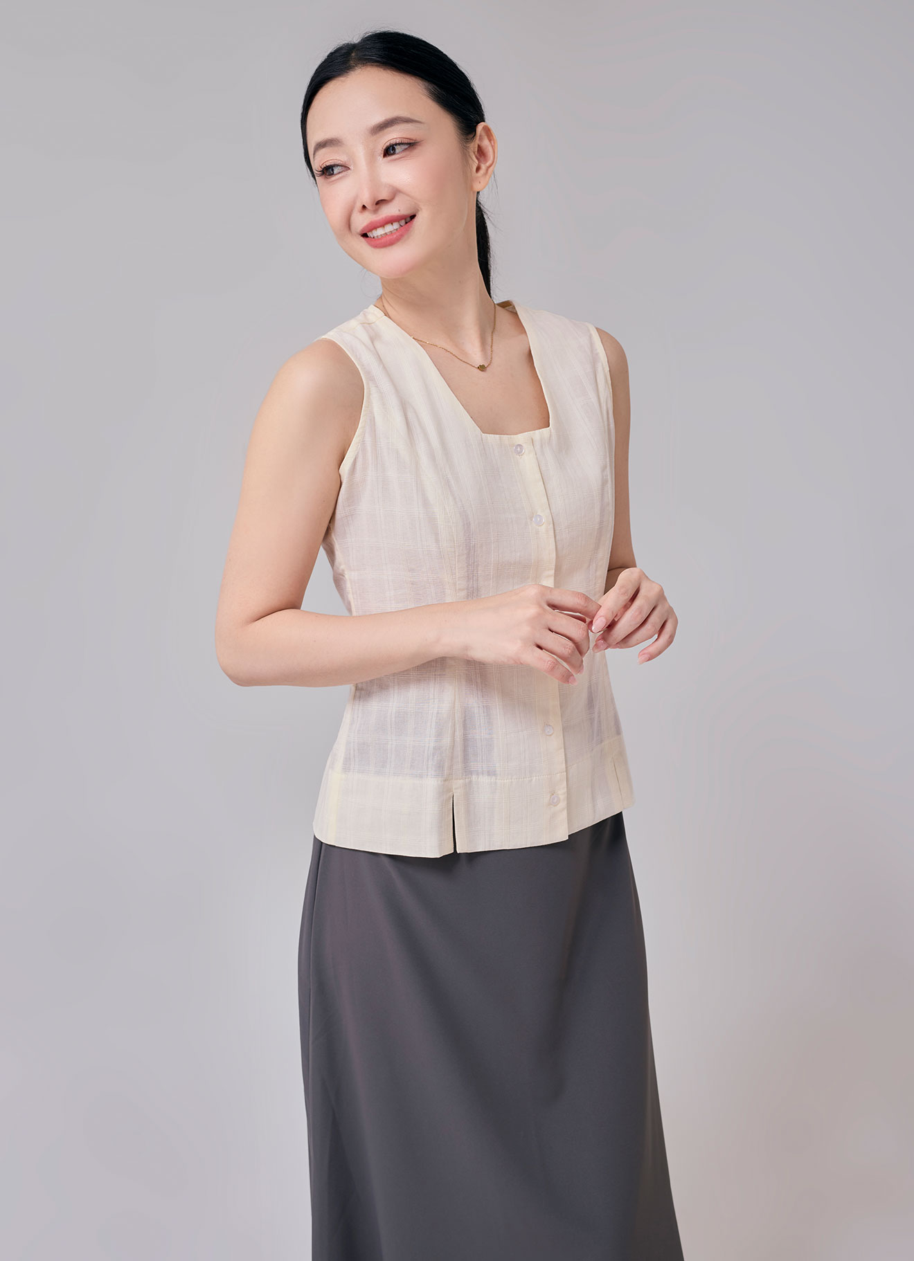 Antique-White  by Sleeveless Blouse
