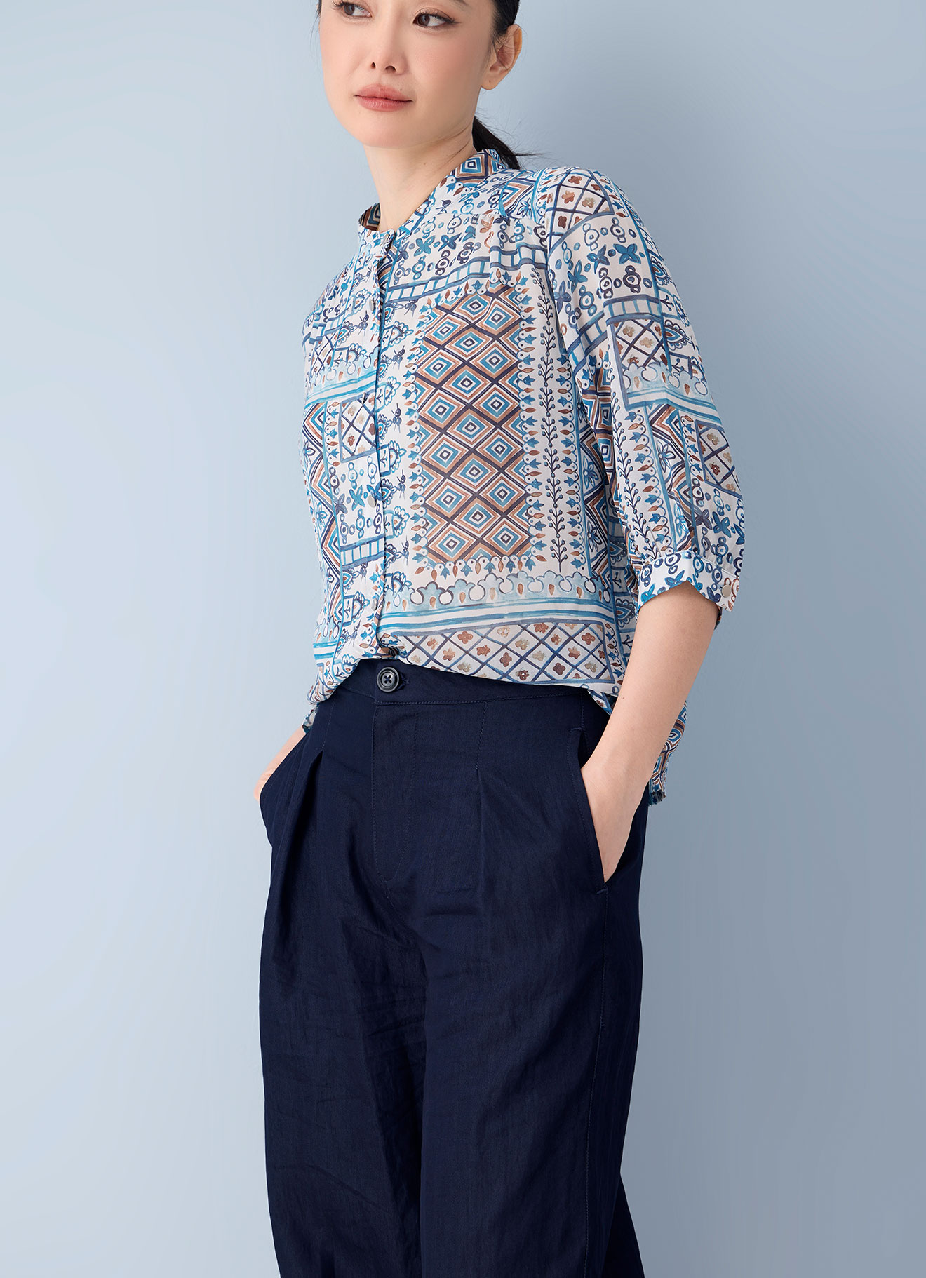 Aquamarine by Printed Blouse