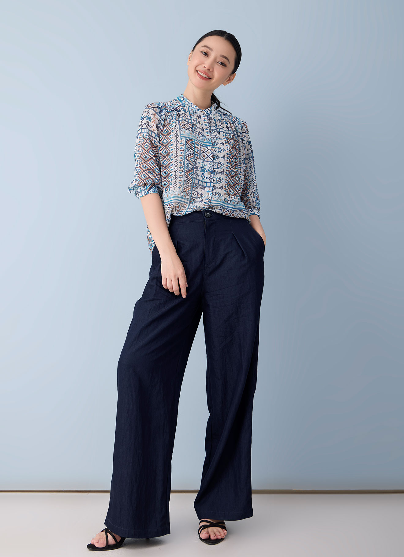 Aquamarine by Printed Blouse
