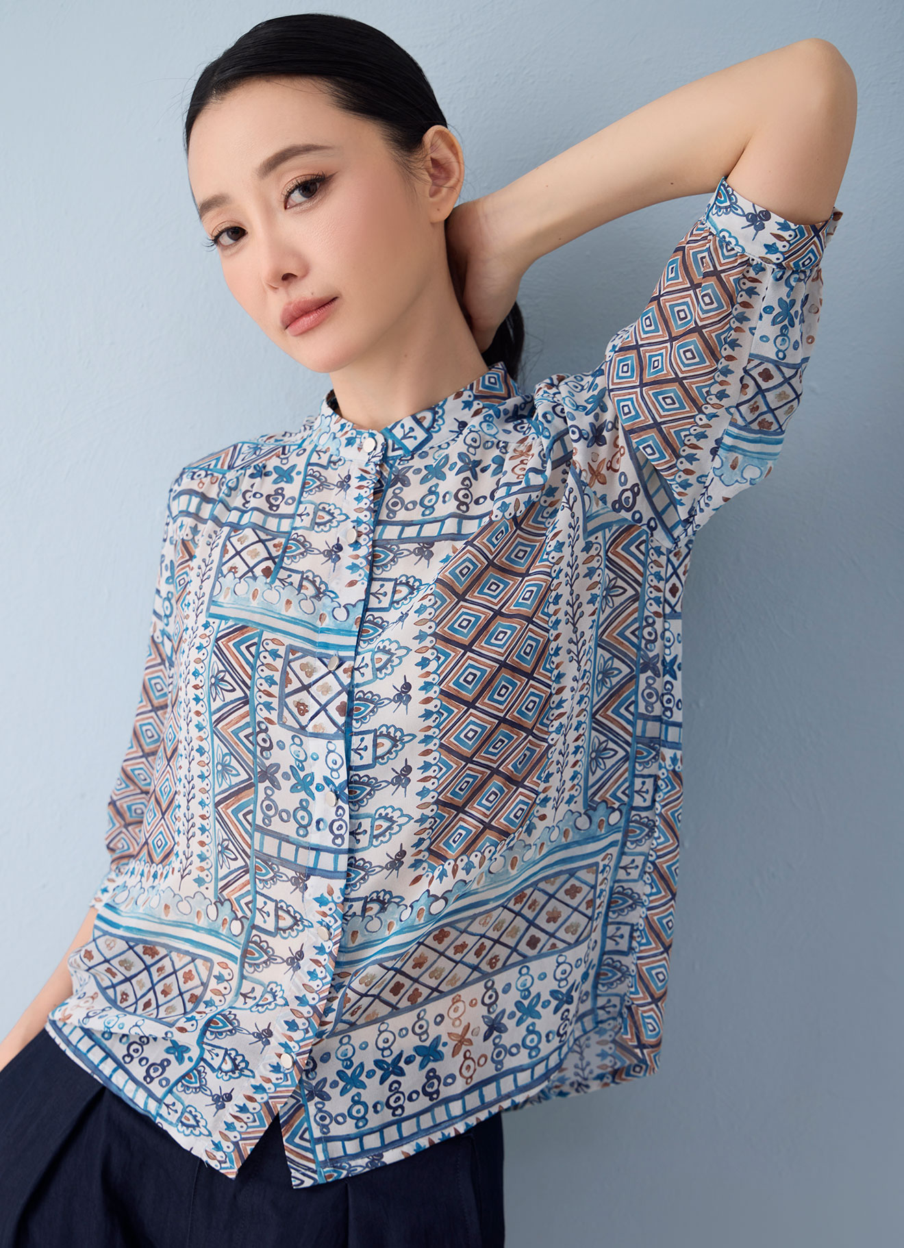 Aquamarine by Printed Blouse