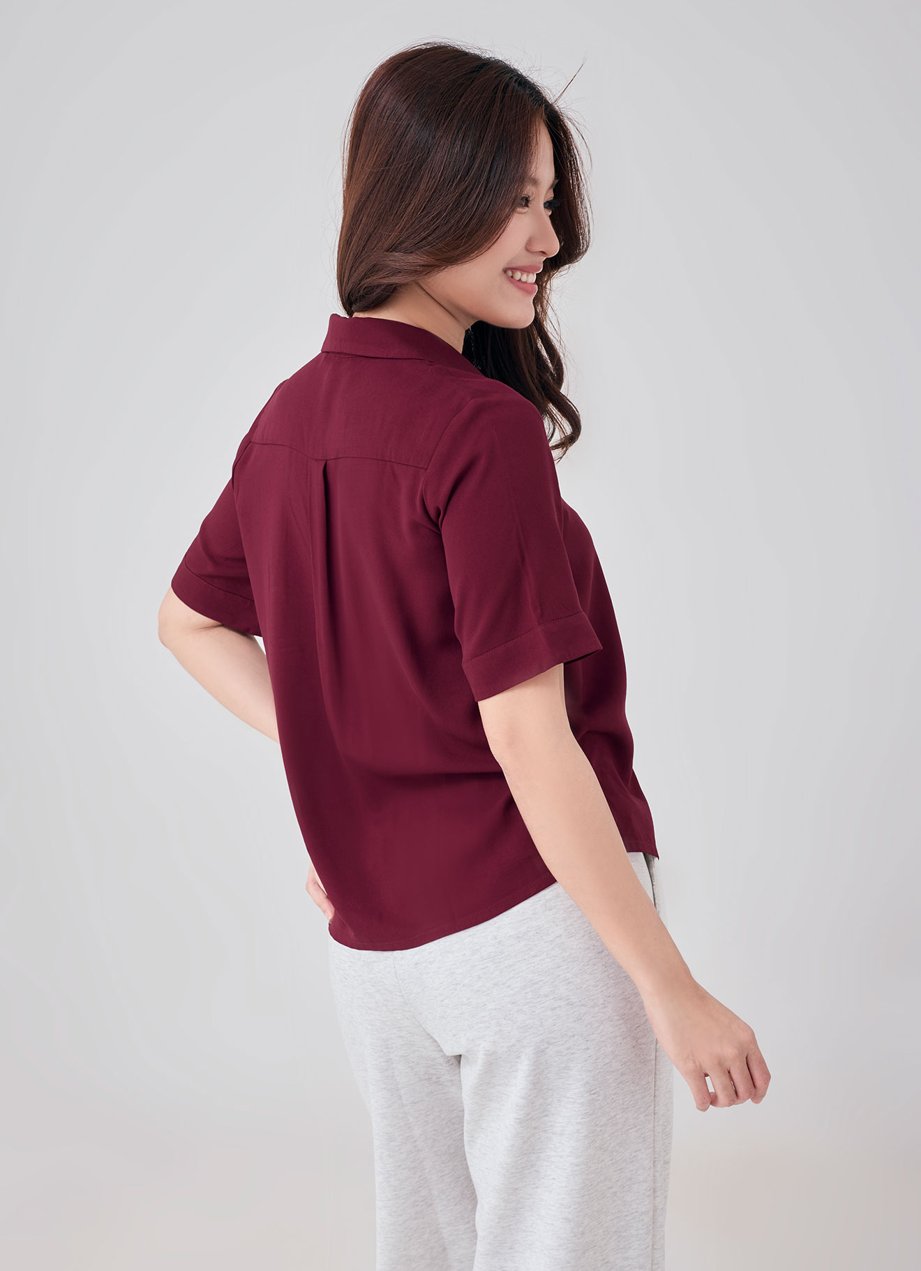 Biking-Red  by Shirt Collor Blouse