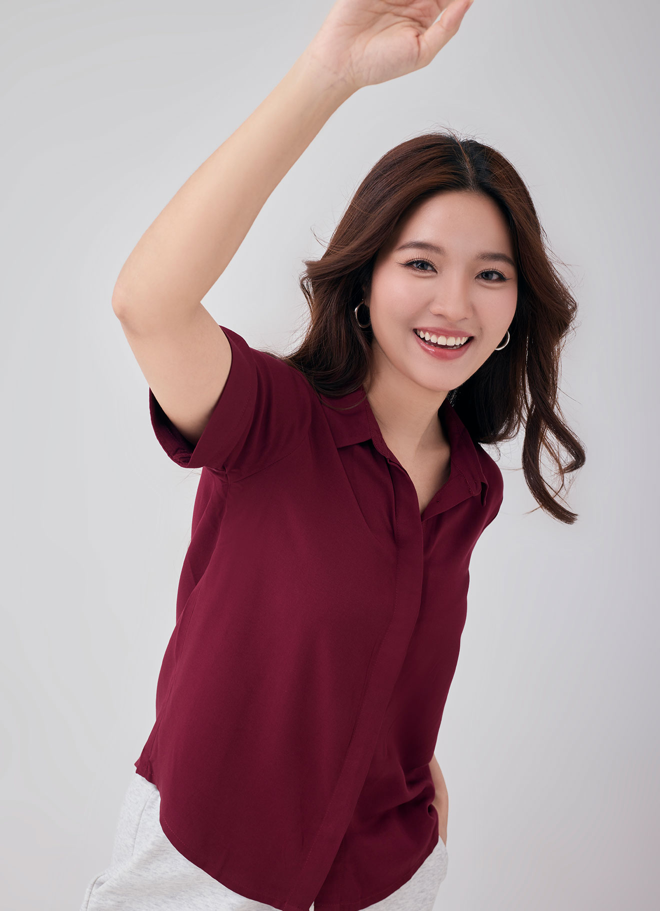 Biking-Red  by Shirt Collor Blouse
