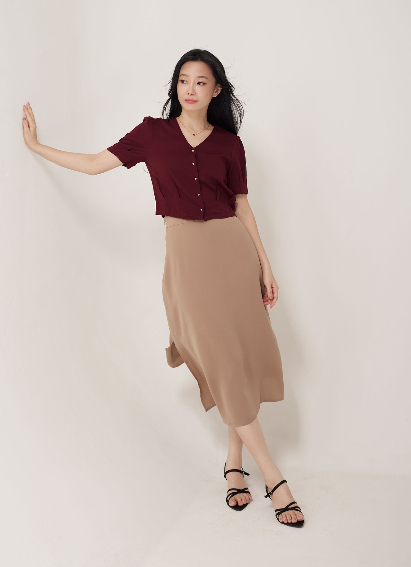 Biking-Red by V-Neck Blouse