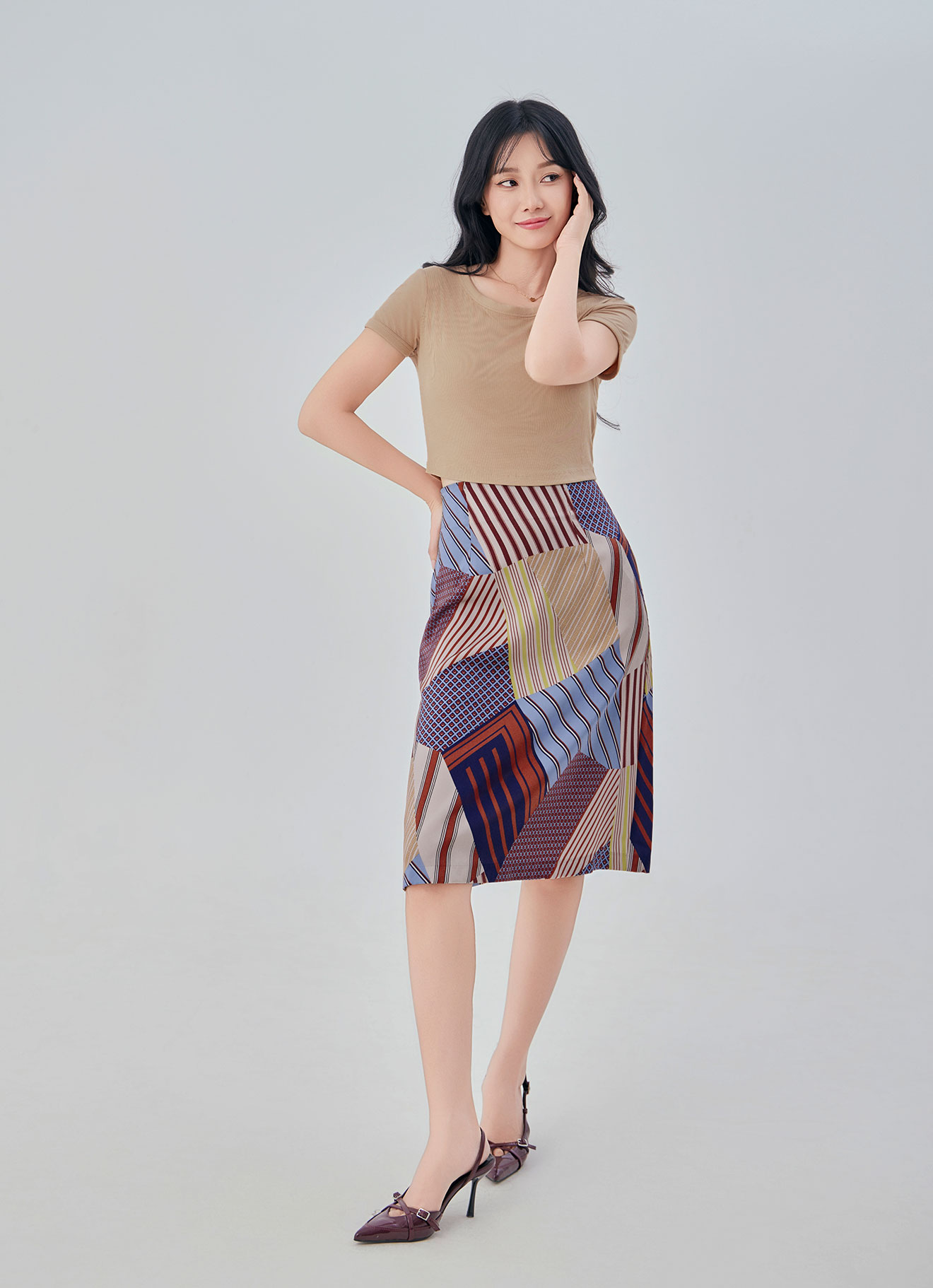 Birch by  A-Line Midi Skirt