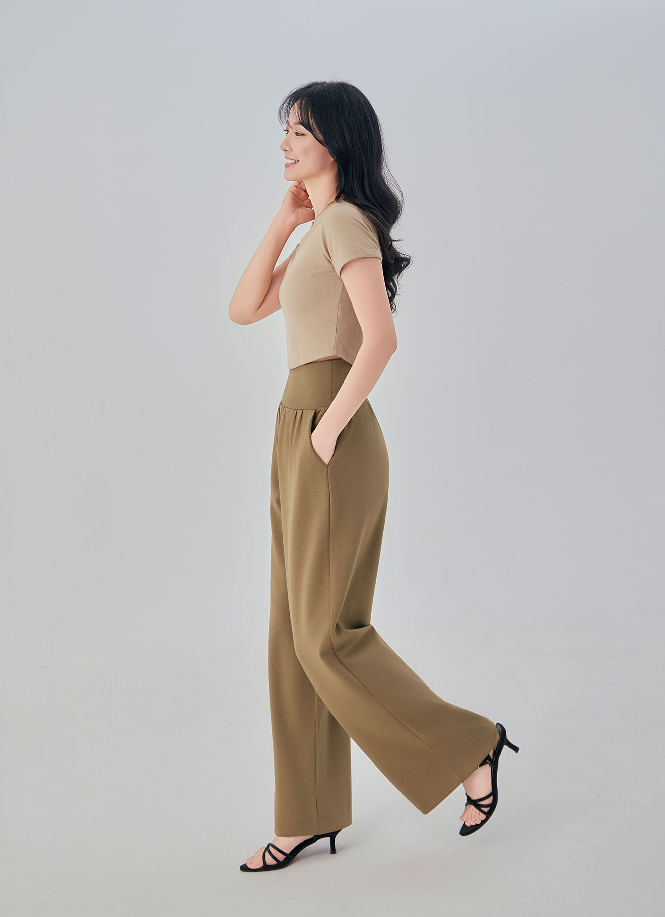 Bistre by High-Waist Wide-Leg Pants