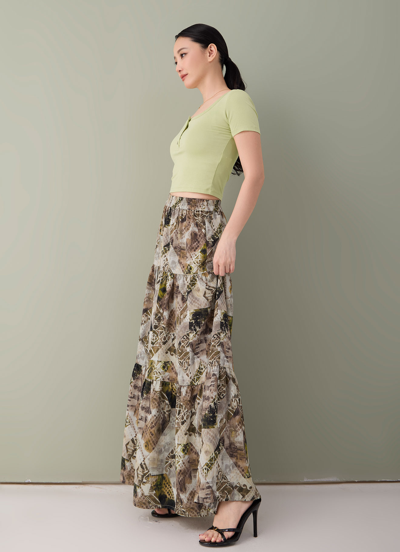 Black-Forest by Elastic Waist Maxi Skirt