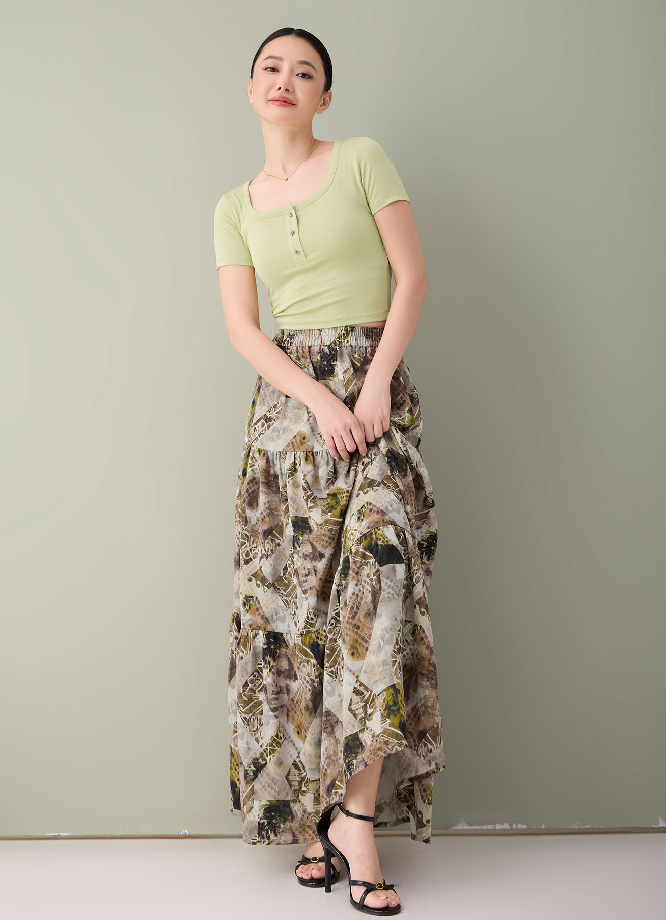 Black-Forest by Elastic Waist Maxi Skirt