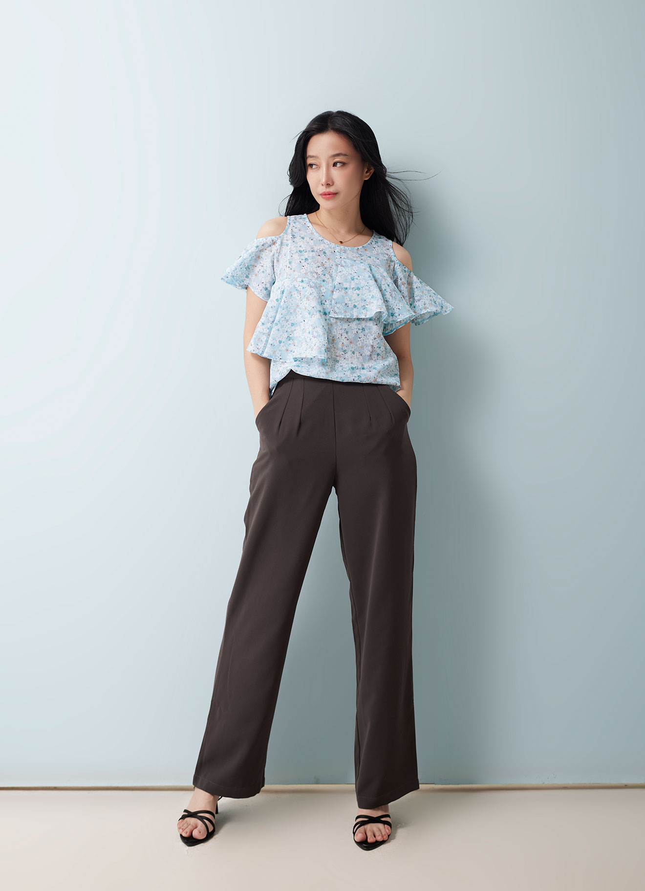 Blue-Glow by Pleated Blouse