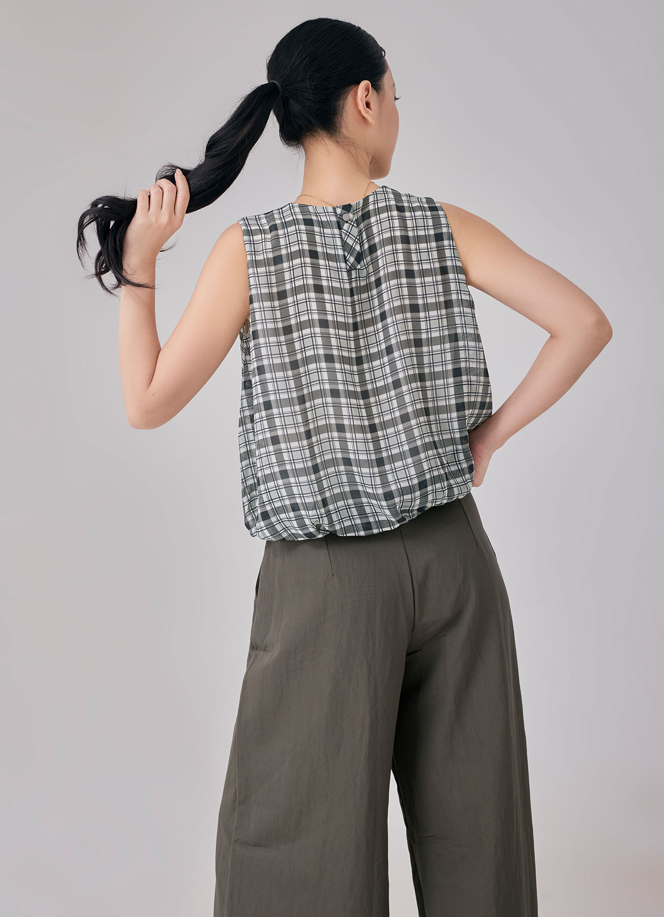 Bone-White by Sleeveless Blouse