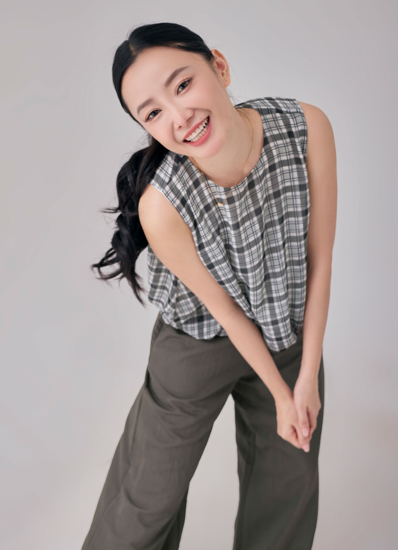Bone-White by Sleeveless Blouse