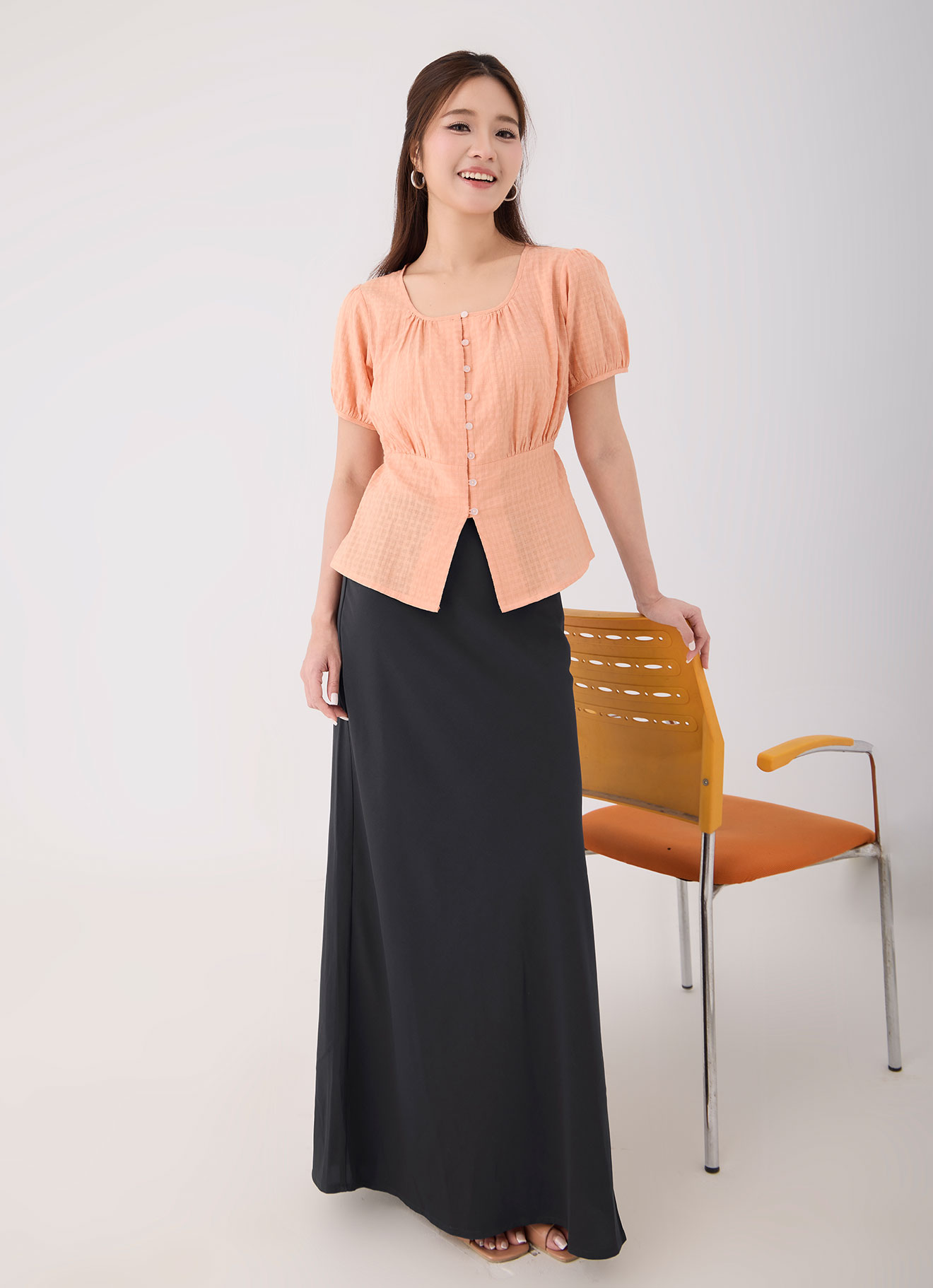 Brandied-Melon by Sleeve Blouse