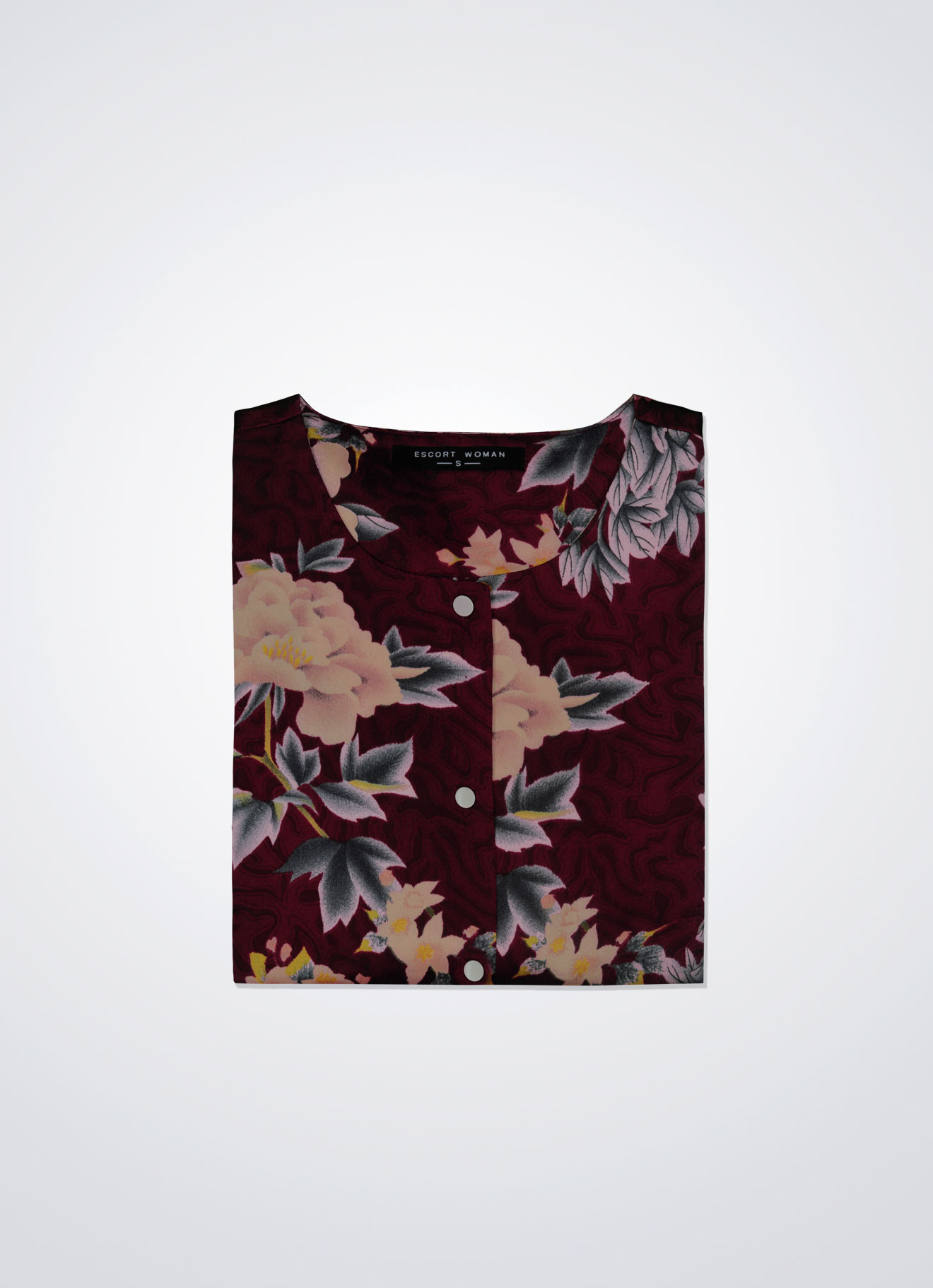 Brick-Red by Floral Printed Blouse