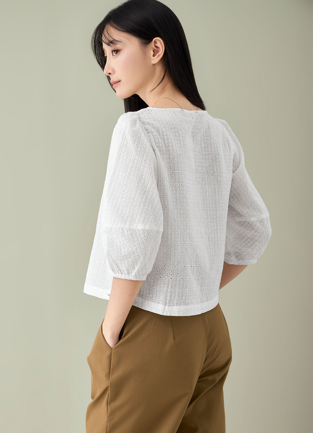 Bright-White by Puff Sleeve Blouse