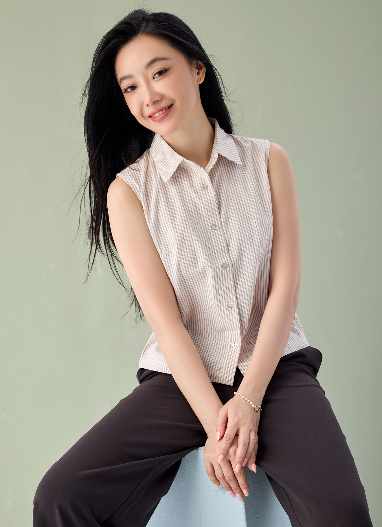 Bright-White by Sleeveless Top