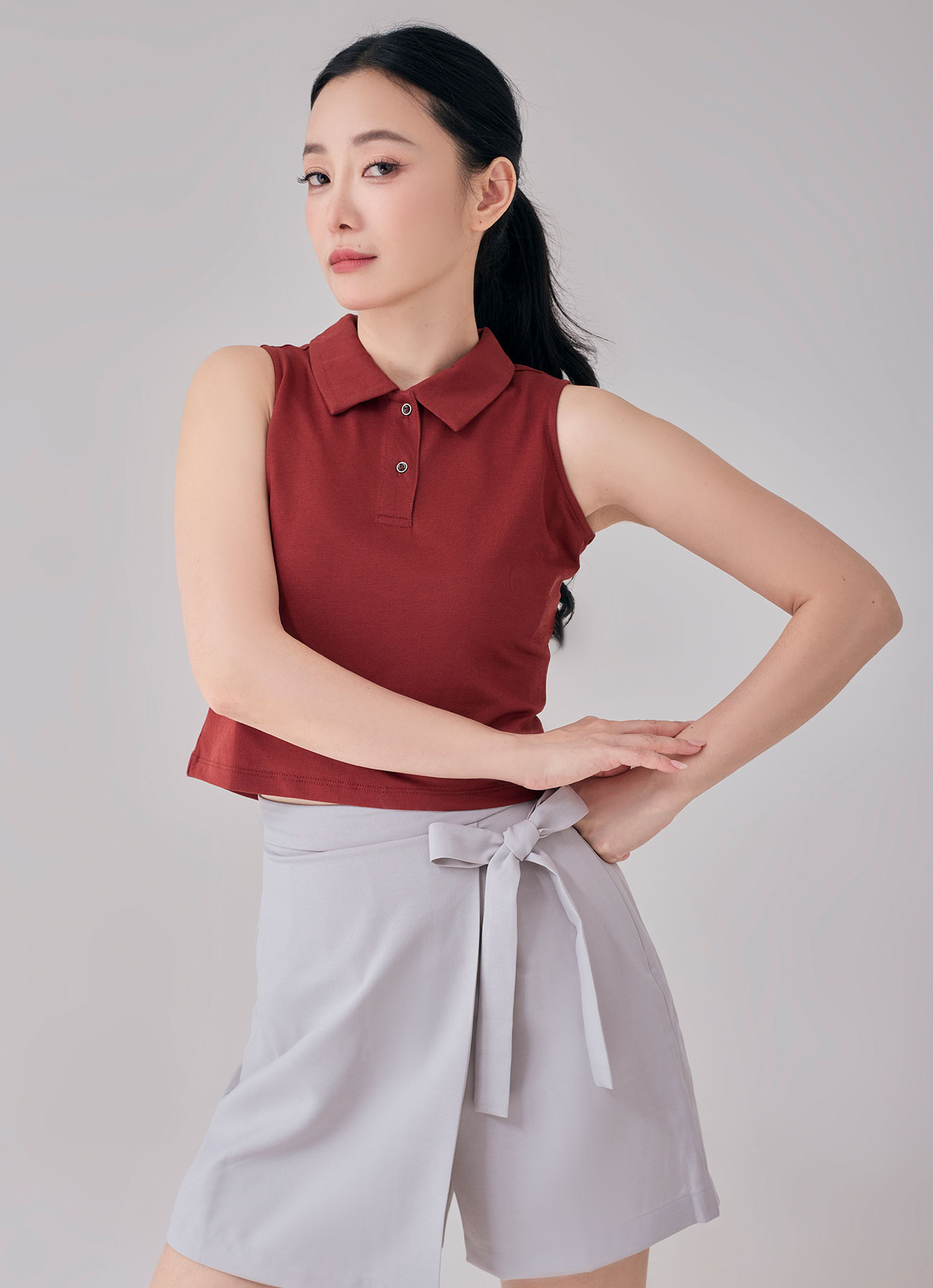 Burnt-Henna by Sleeveless Top