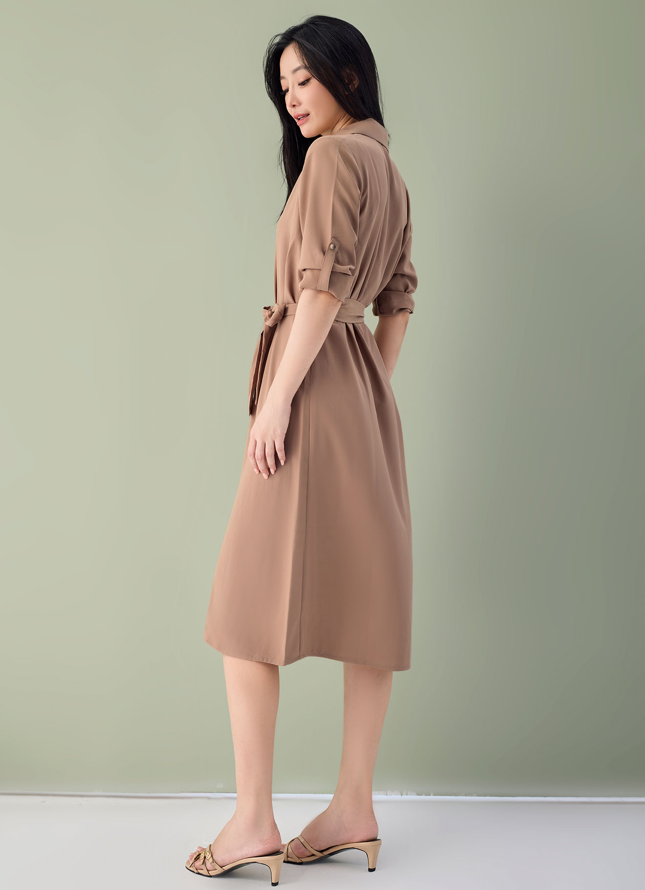 Burro by Shirt Collar Dress with Belt