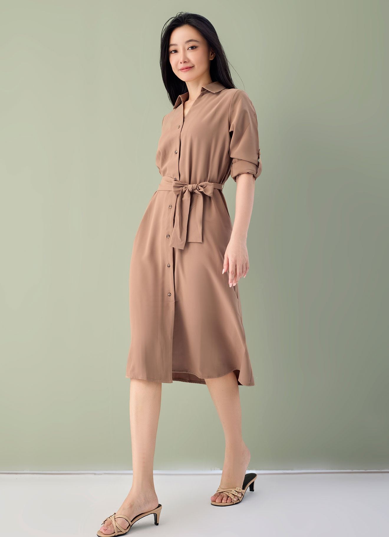 Burro by Shirt Collar Dress with Belt