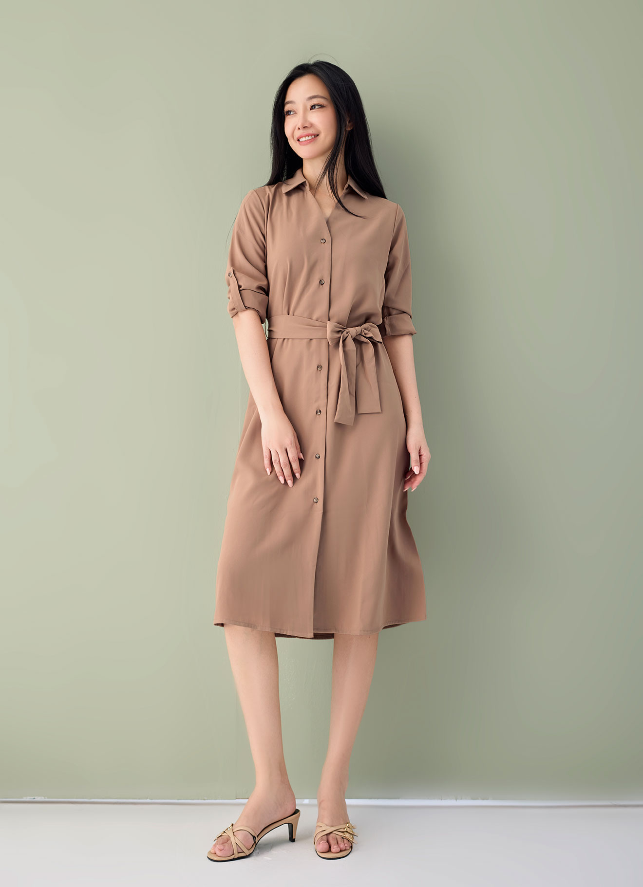 Burro by Shirt Collar Dress with Belt