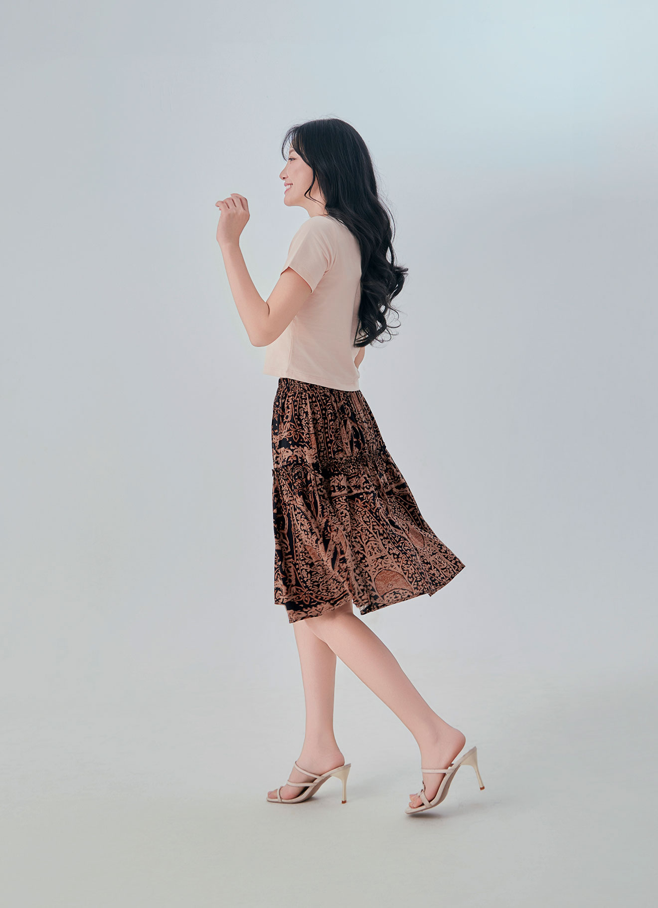 Camel by Printed Mini Skirt