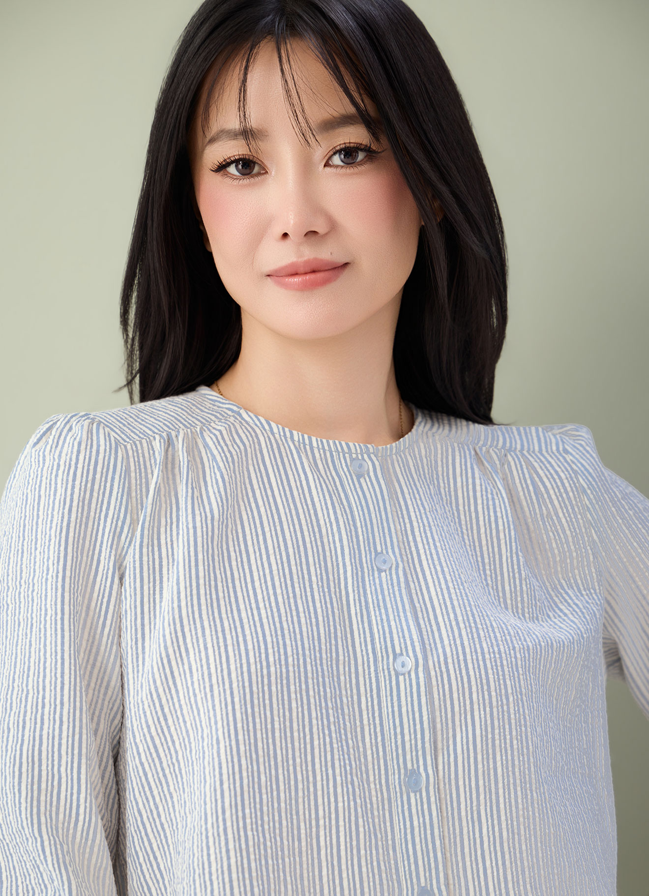Cashmere-Blue  by Puff Sleeve Blouse