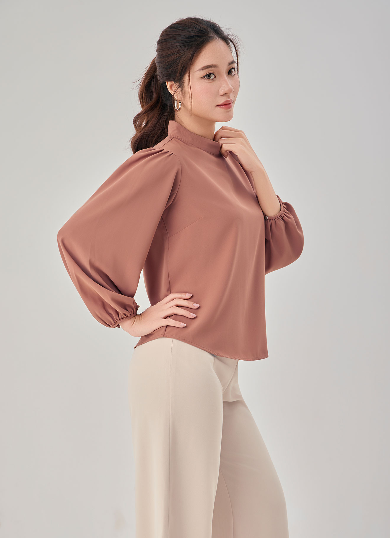 Cedar-Wood by Long Sleeve Blouse