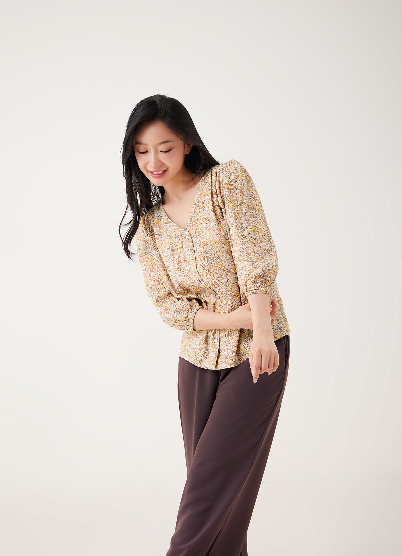 Cloud-Dancer  by V-Neck Blouse
