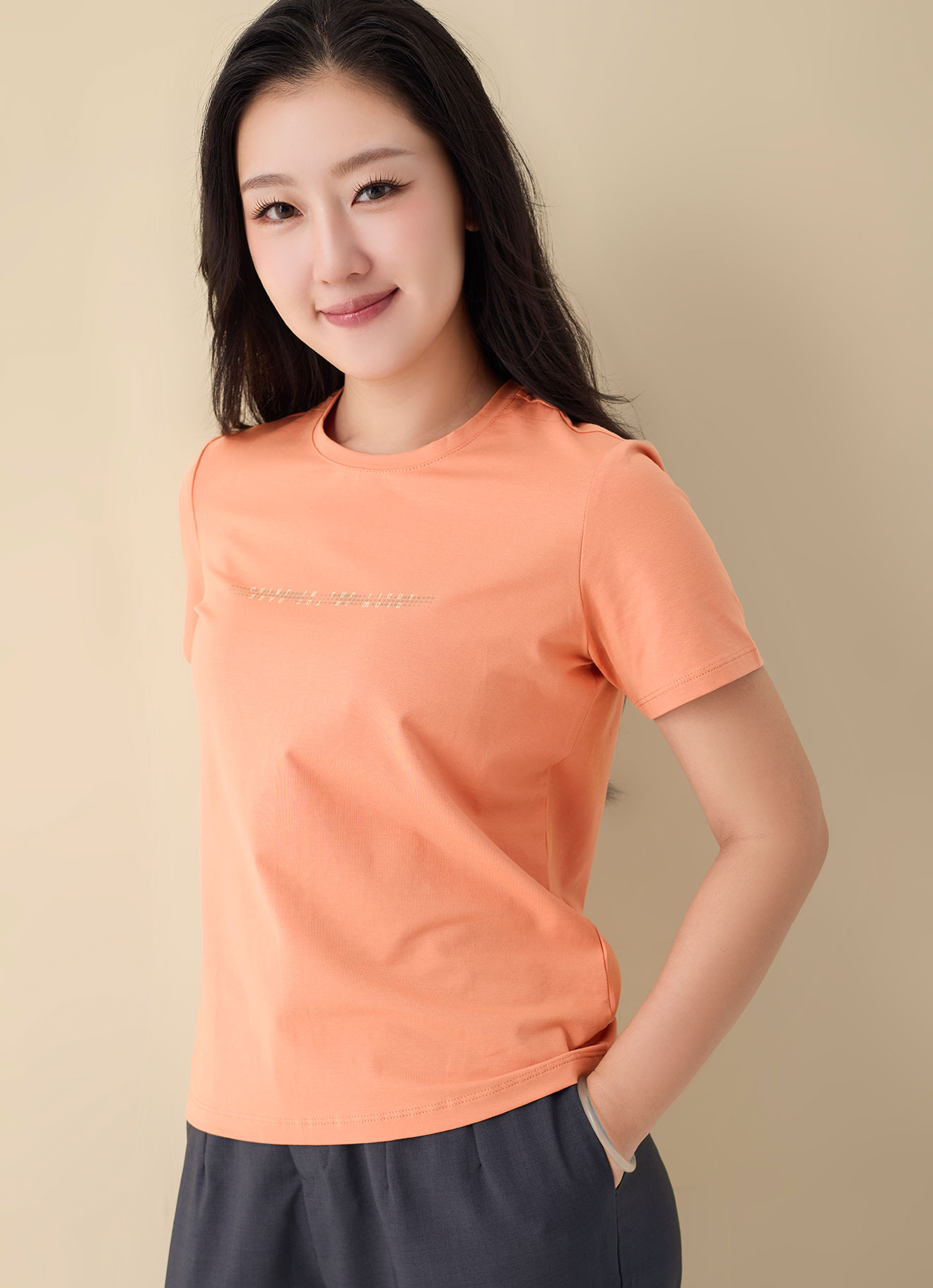 Copper-Tan by Printed T-Shirt