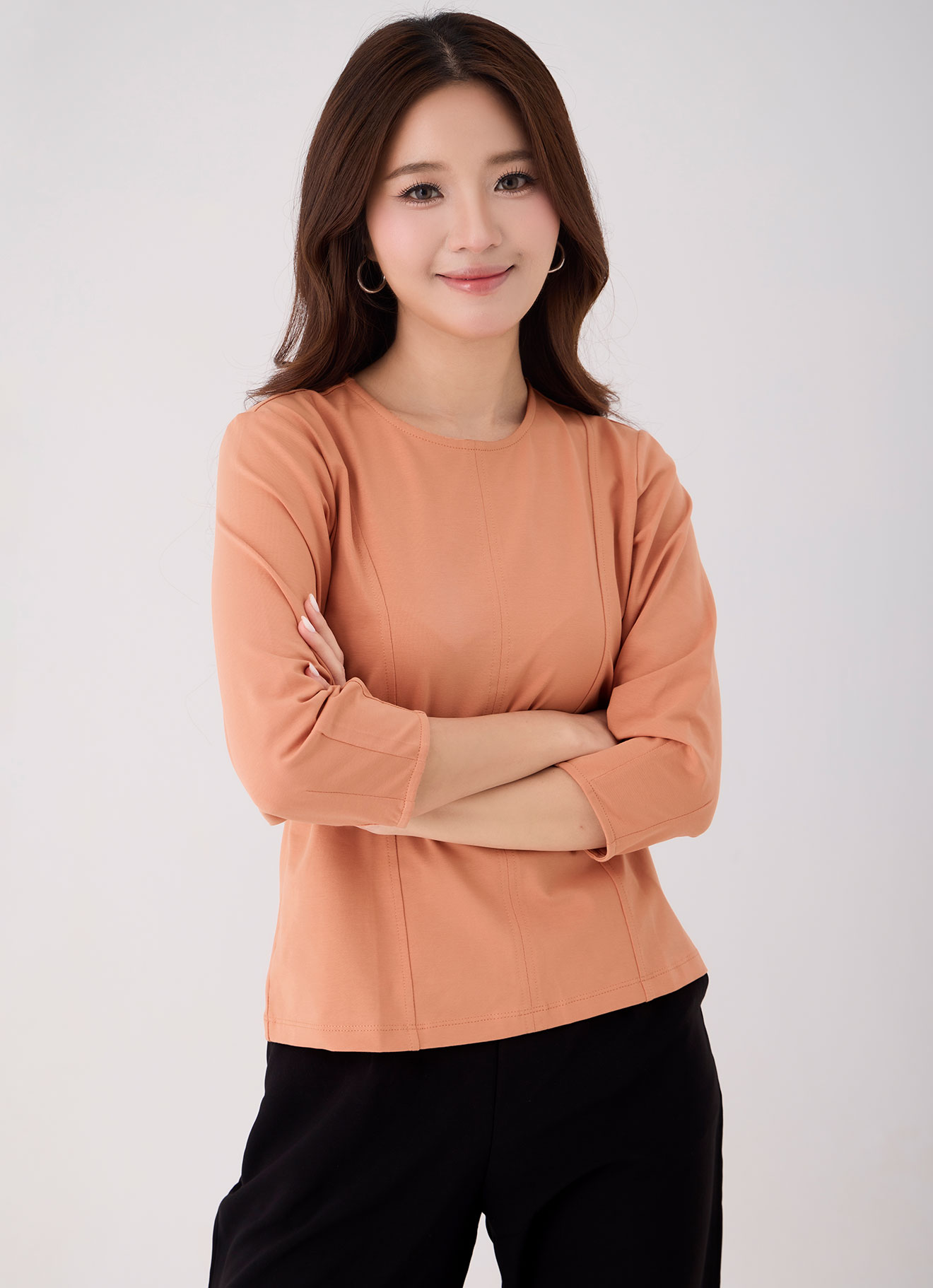 Copper-Tan  by Round-Neck Top