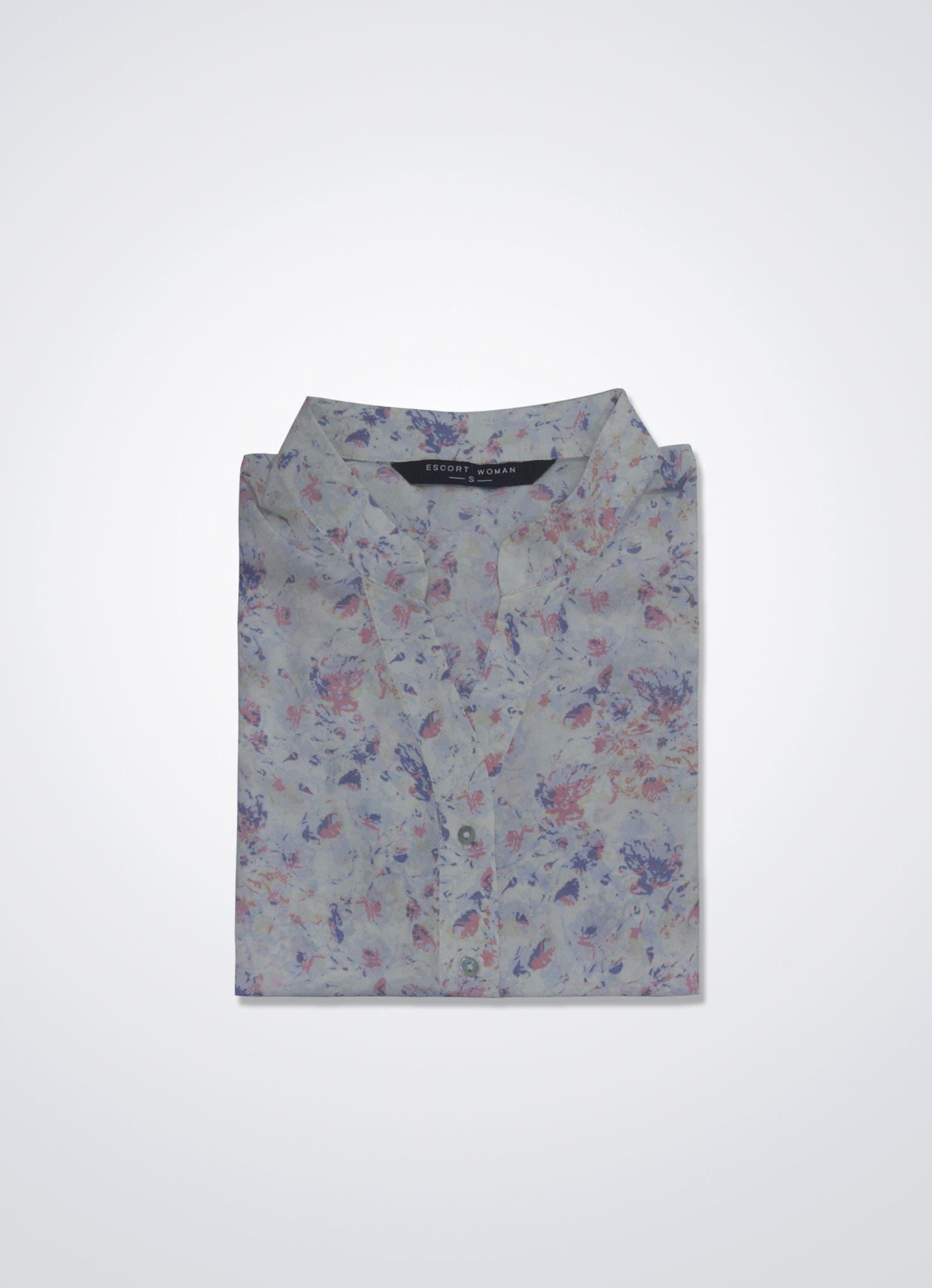 Coral-Almond by Long-sleeved Blouse