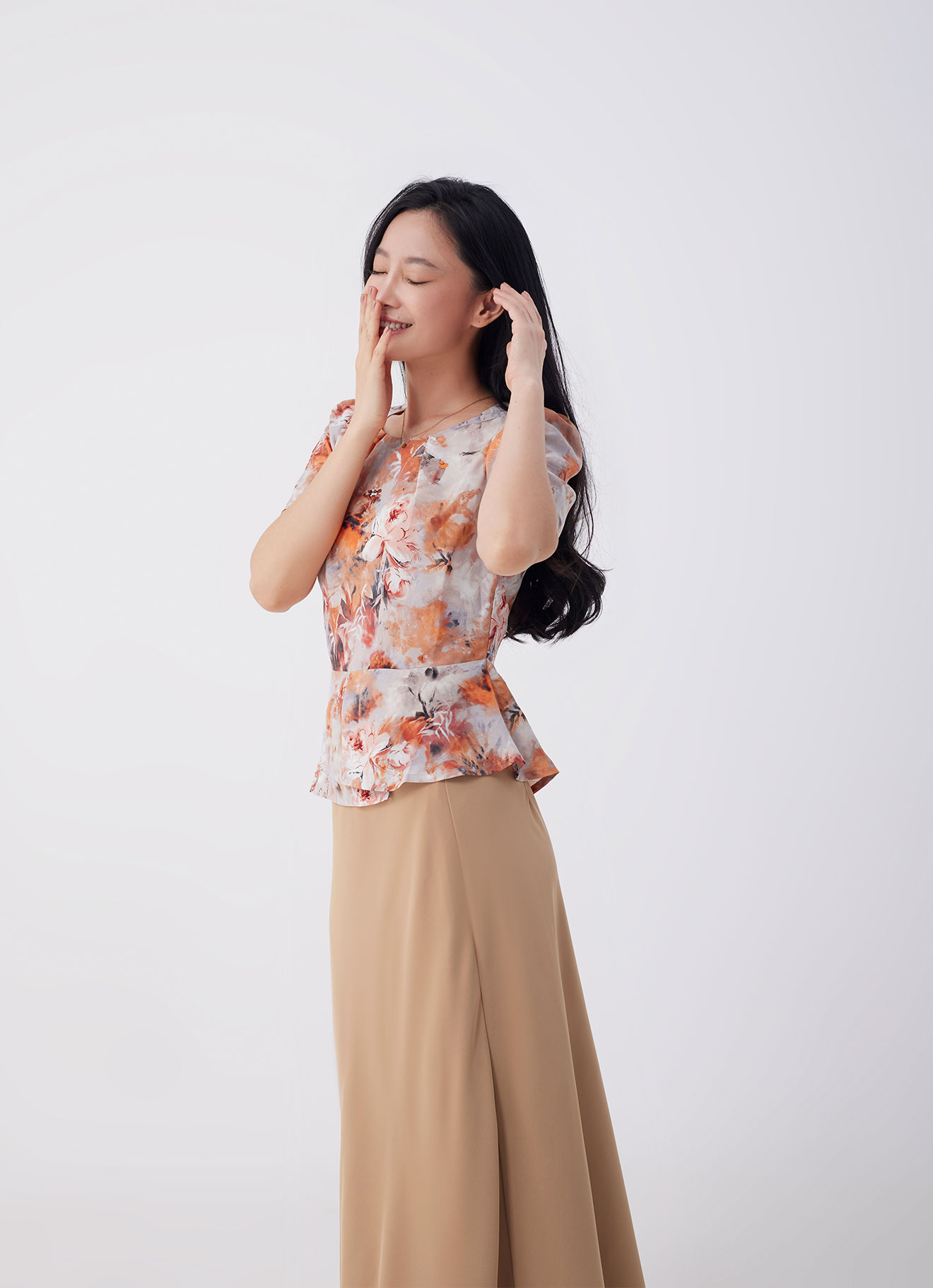 Coral-Rose by Sleeve Blouse