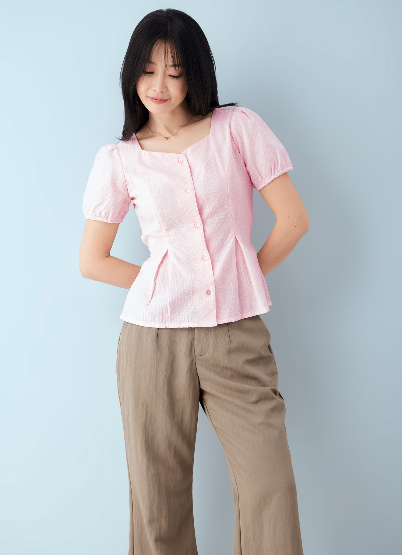 Creole-Pink  by Puff Sleeve Top