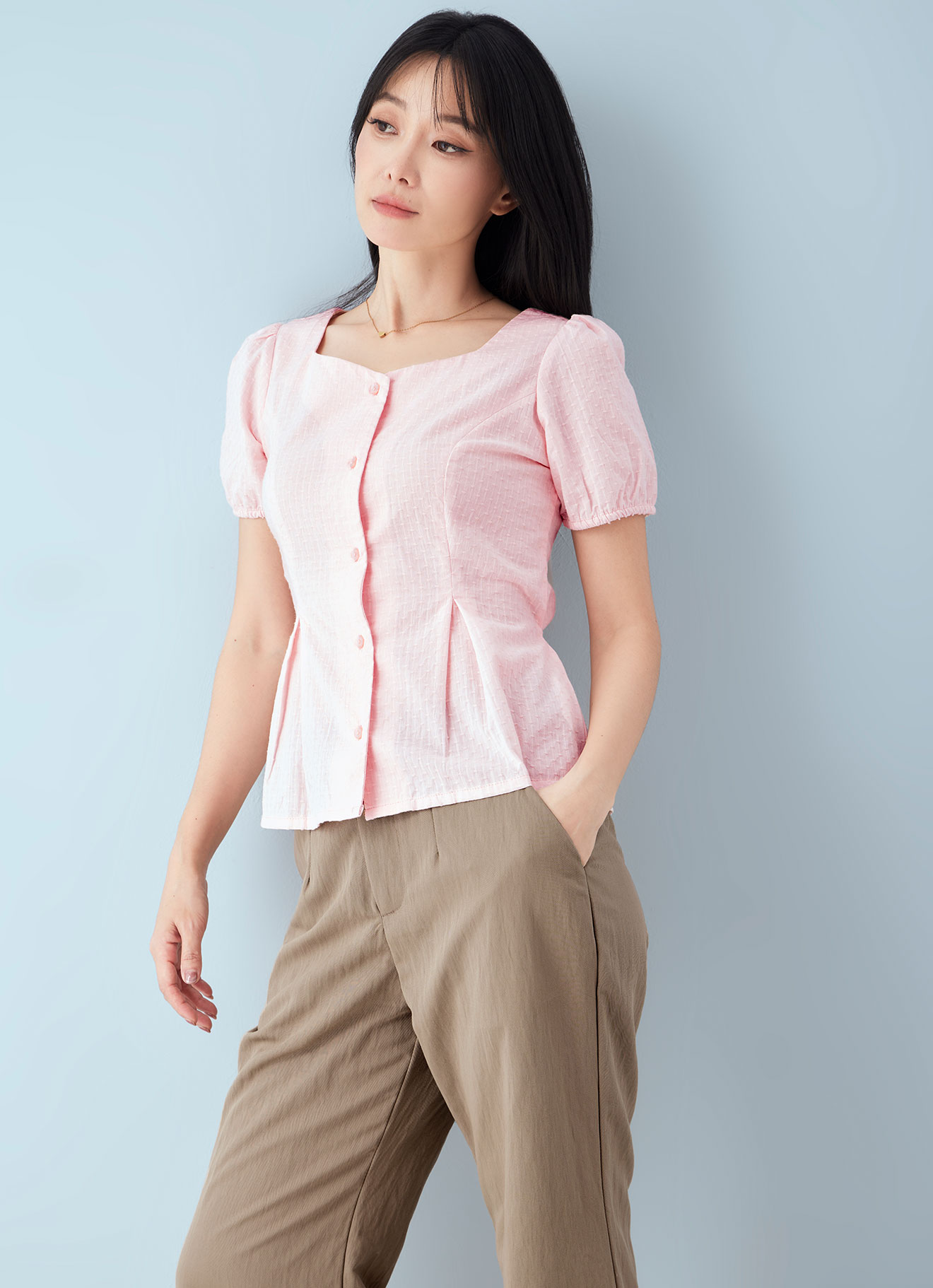 Creole-Pink  by Puff Sleeve Top