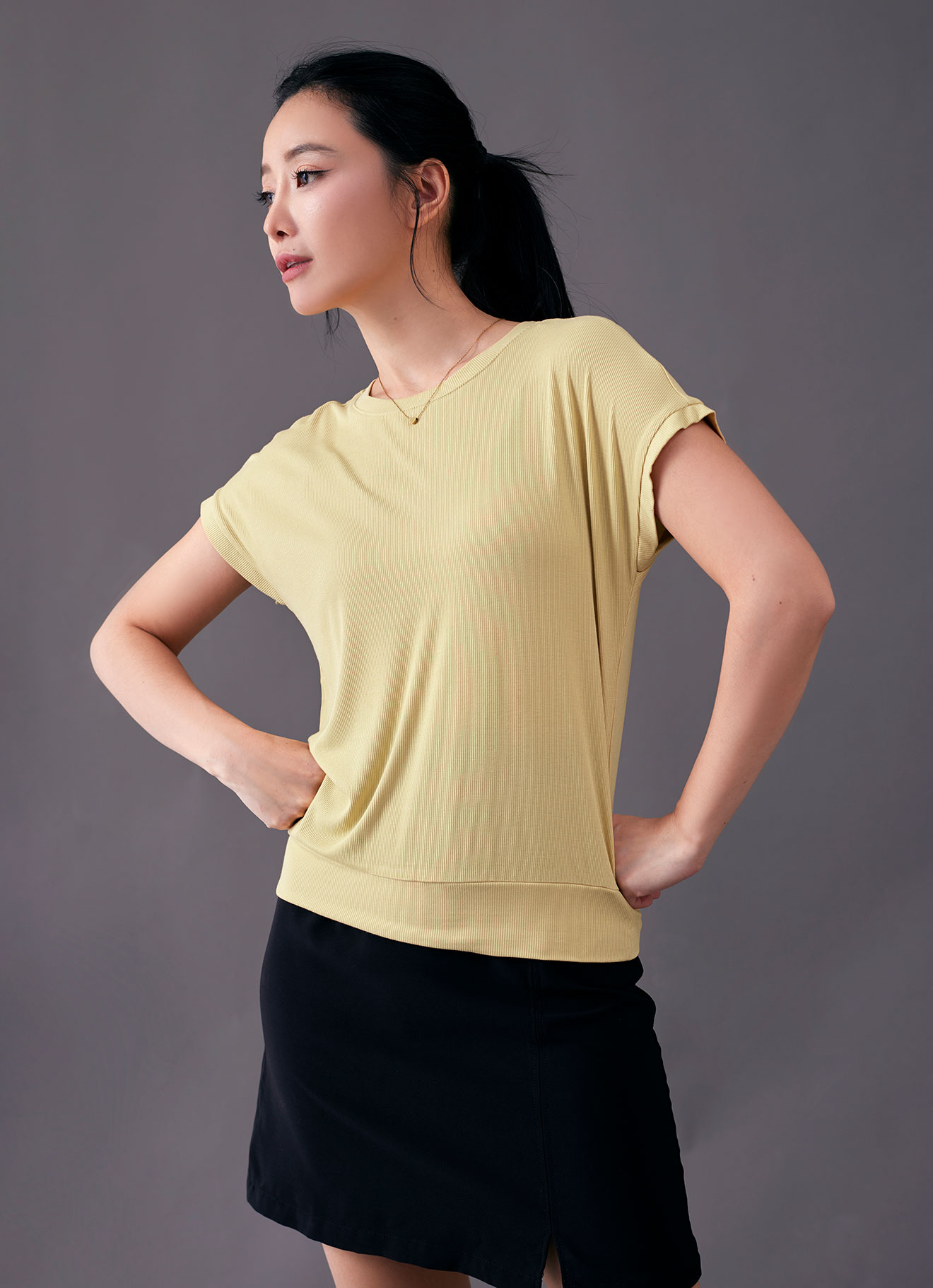 Dusky-Citron by Round Neck Blouse